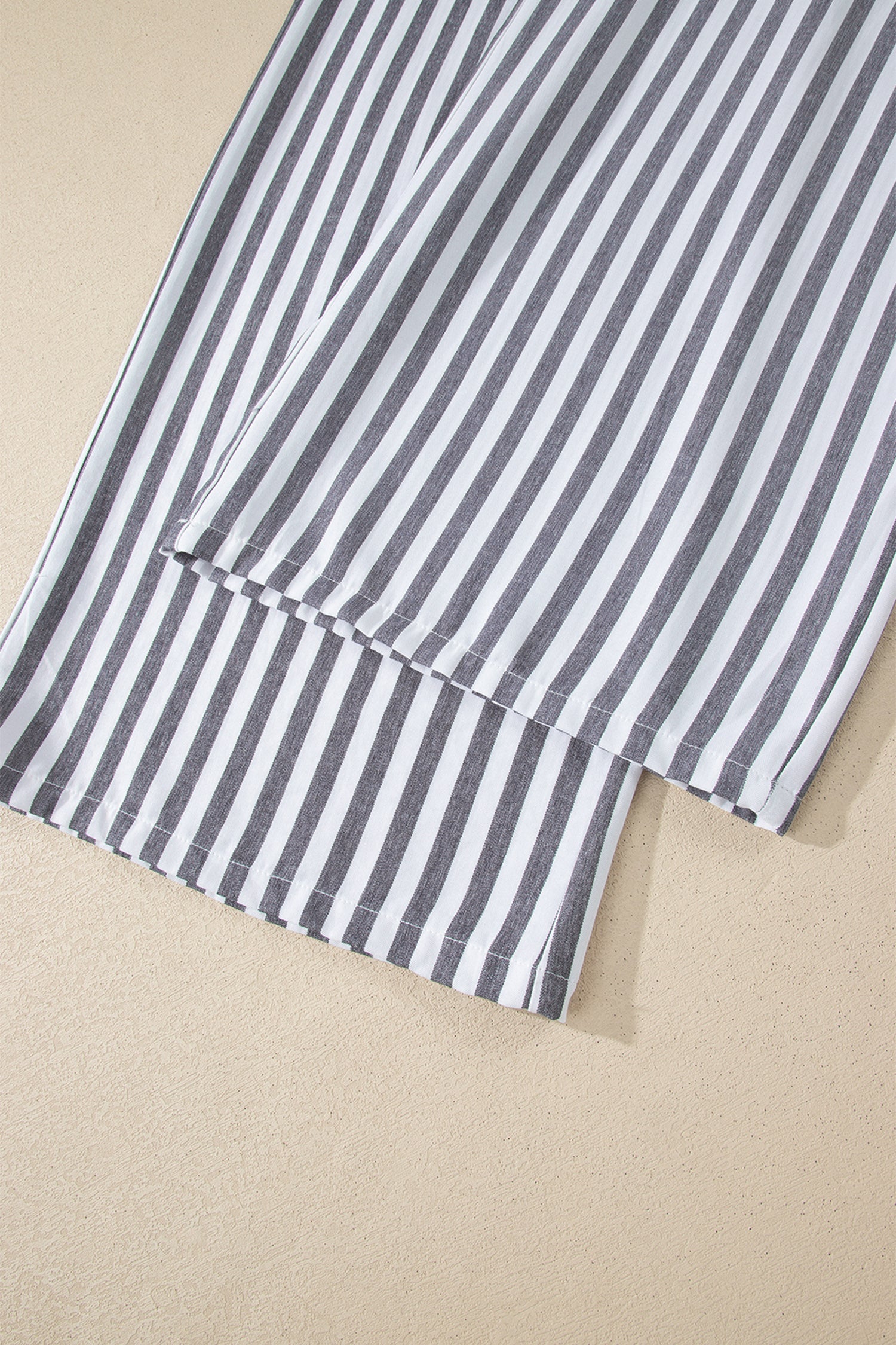 Shirred High Waist Loose Summer Pants – Sky Blue Stripe