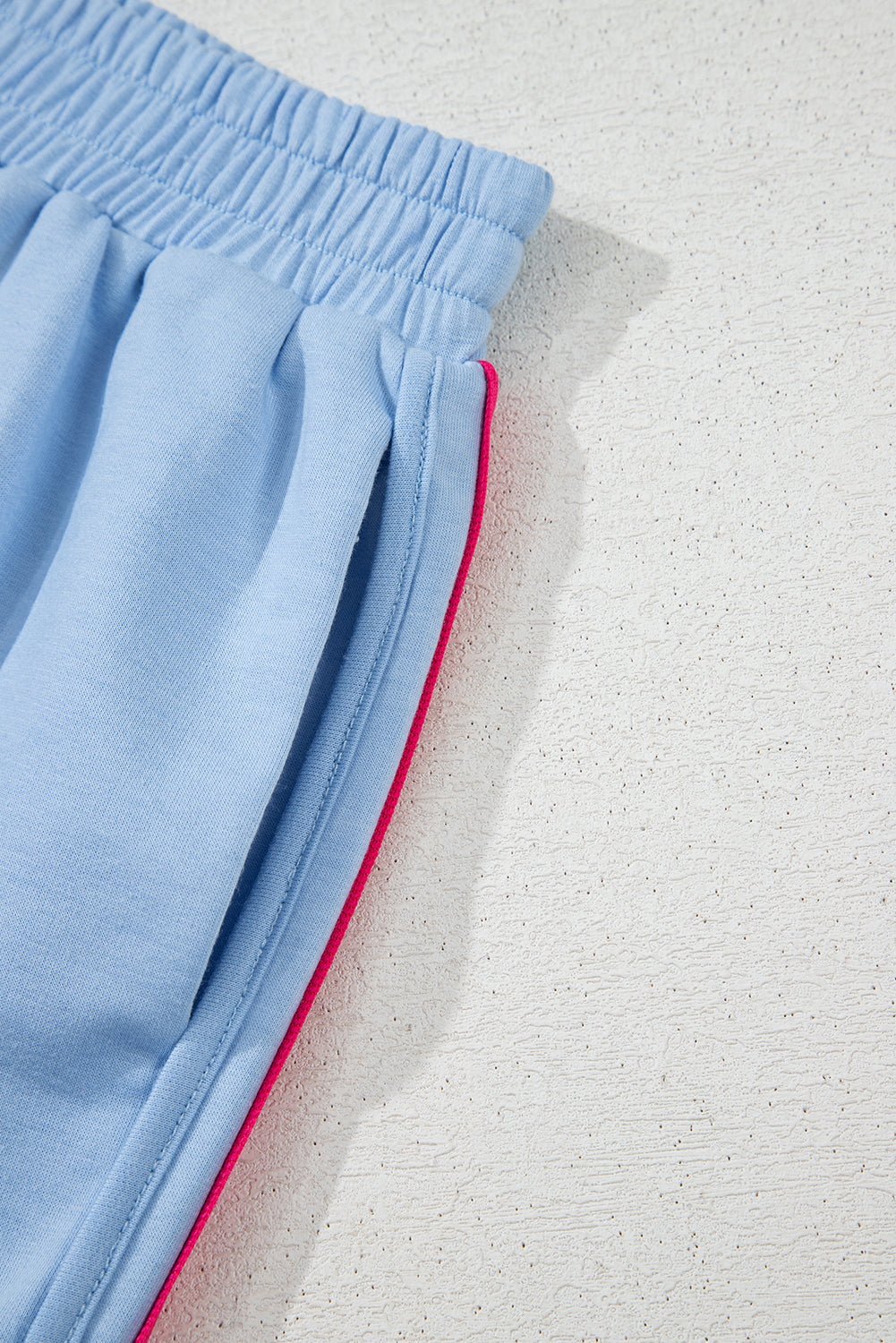 Beau Blue Colour Block Stripes Elastic High Waist Active Shorts eAura