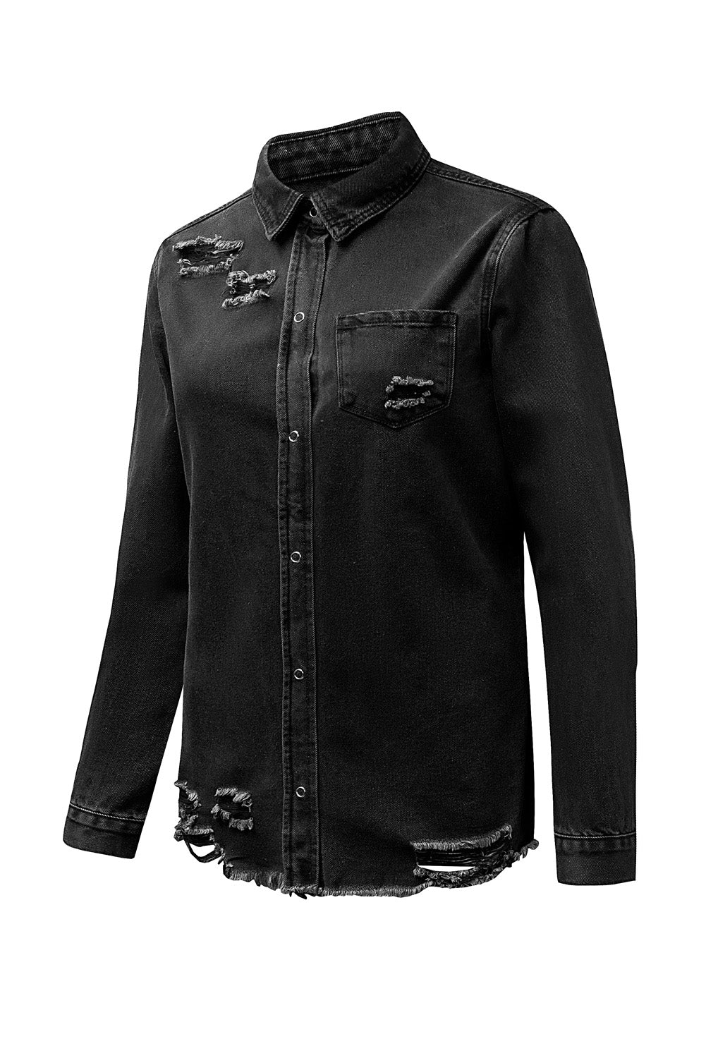 Black Ripped Denim Jacket Beagle Boutique Fashion Outlet