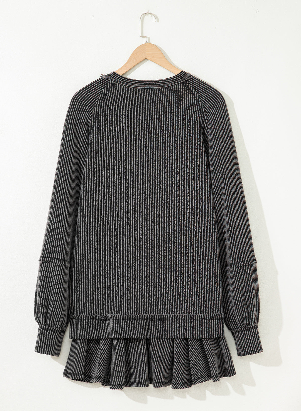 Soft Cord Lantern Sleeve Top & High Waist Ruffled Mini Skort Co-ord - eAura