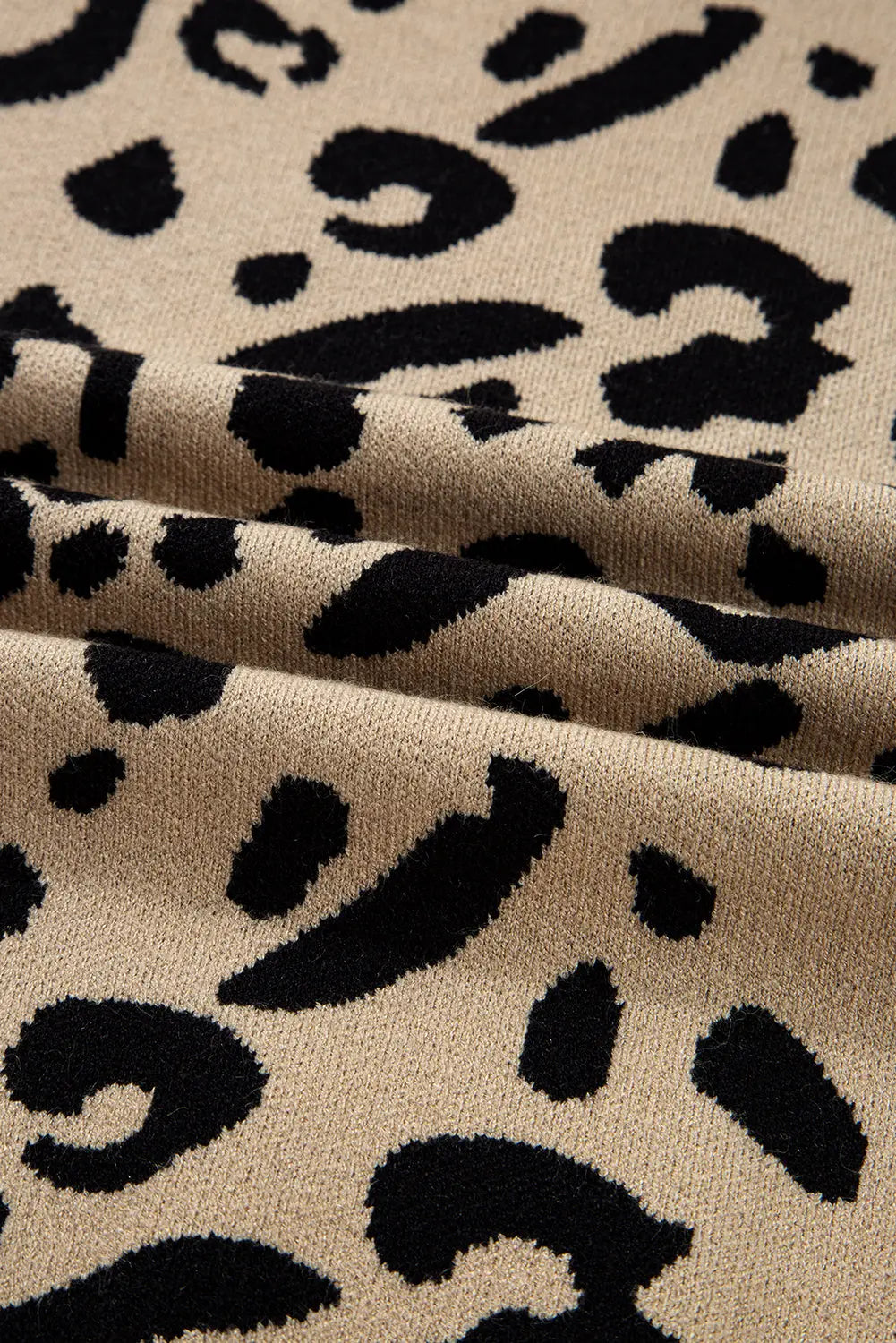 Leopard Pattern Sweaters Brown Leopard Pattern Lace Ribbed Detail Button Cuffed Sweater - eAura ...