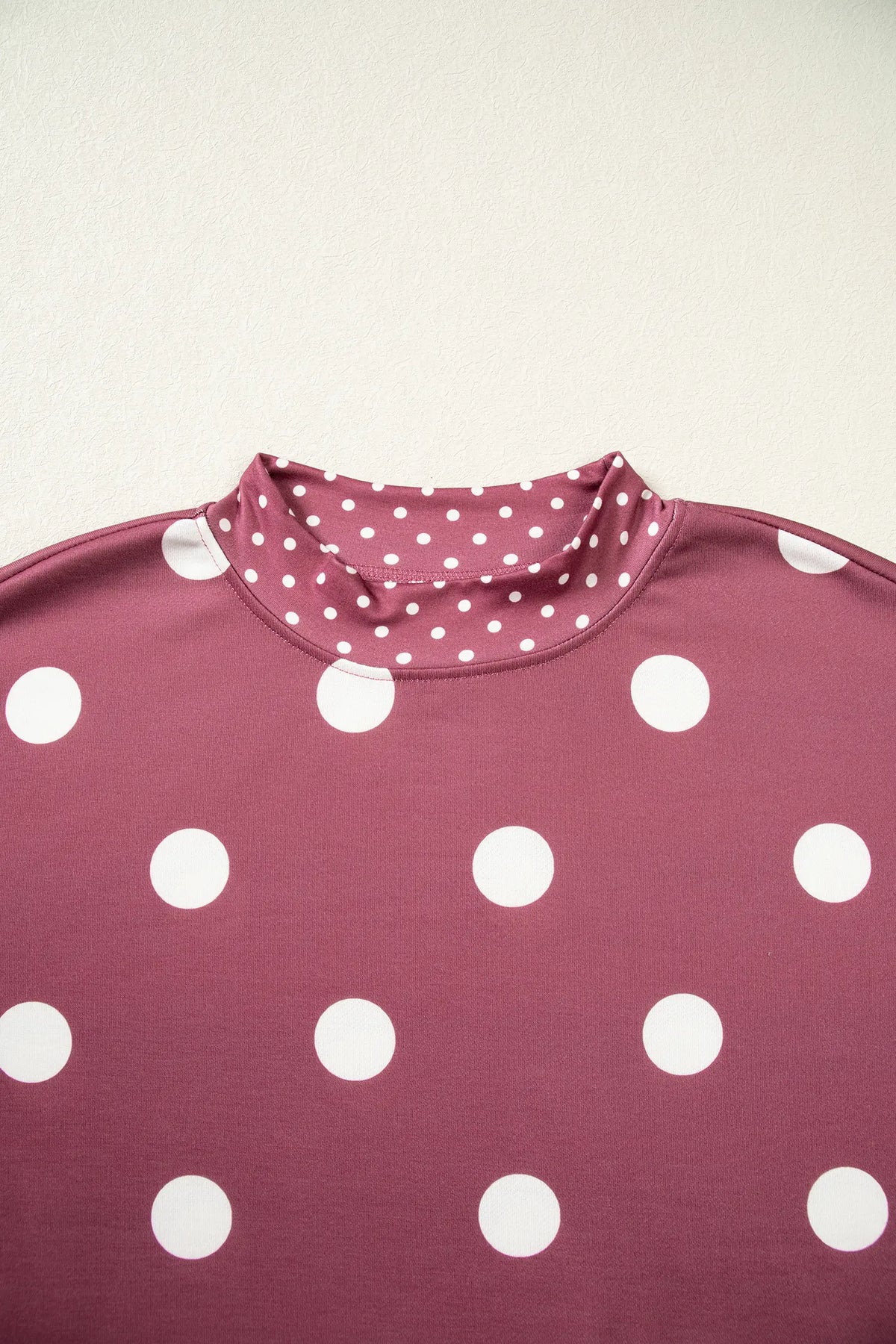 Polka Dot Print Contrast Detail Oversized Tunic Sweatshirt – Pink