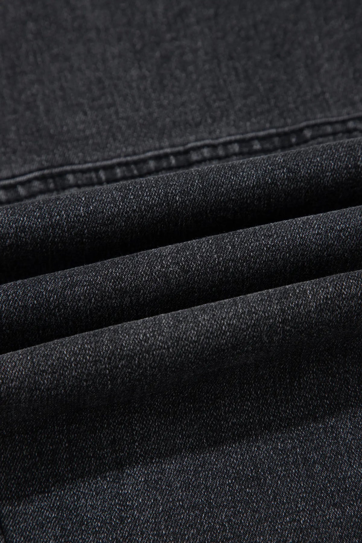 Decorative Seam Patchwork Detail Solid Colour Jeans