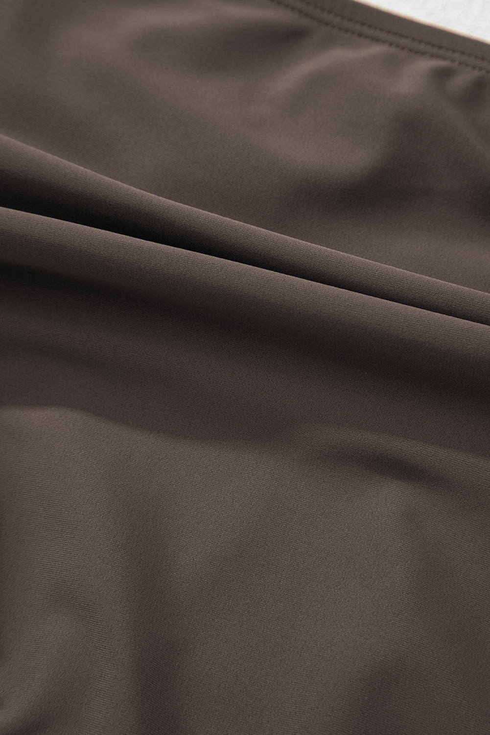 Khaki Abstract Print One Shoulder Ring Linked High Waist Bikini eAura