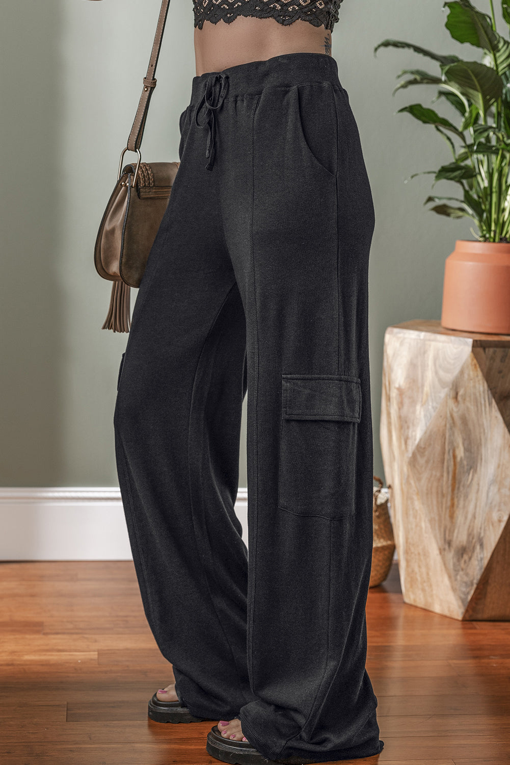 Carbon Grey Cargo Pockets Drawstring Sweatpants BB Fashion Outlet