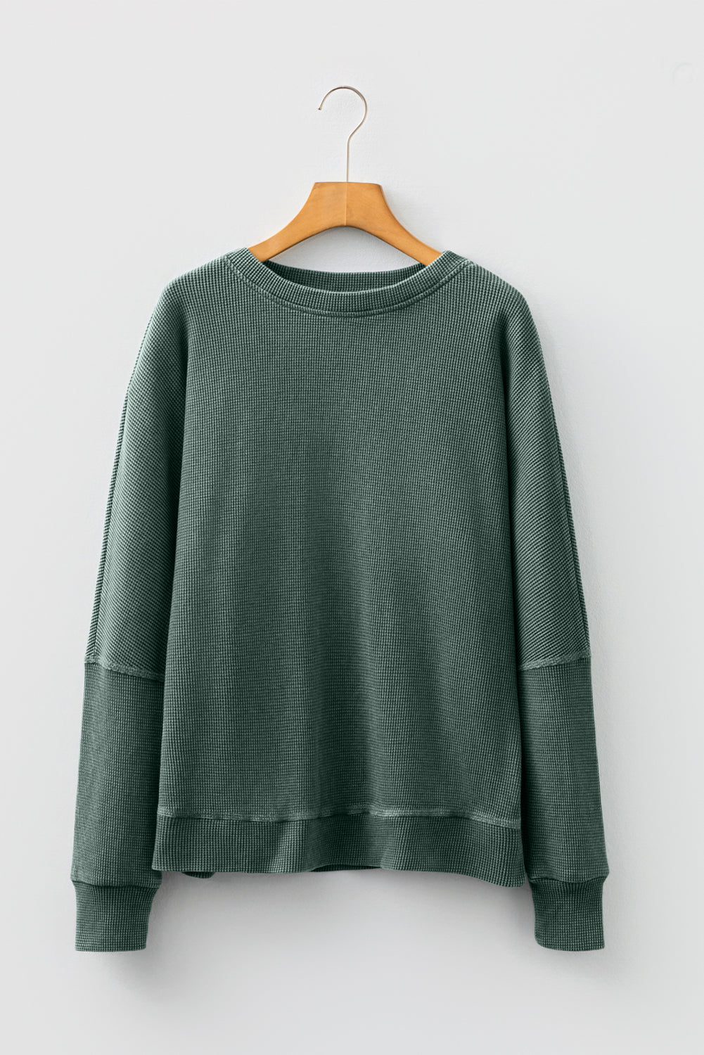 Waffle Textured Long Sleeve Loose Top - eAura