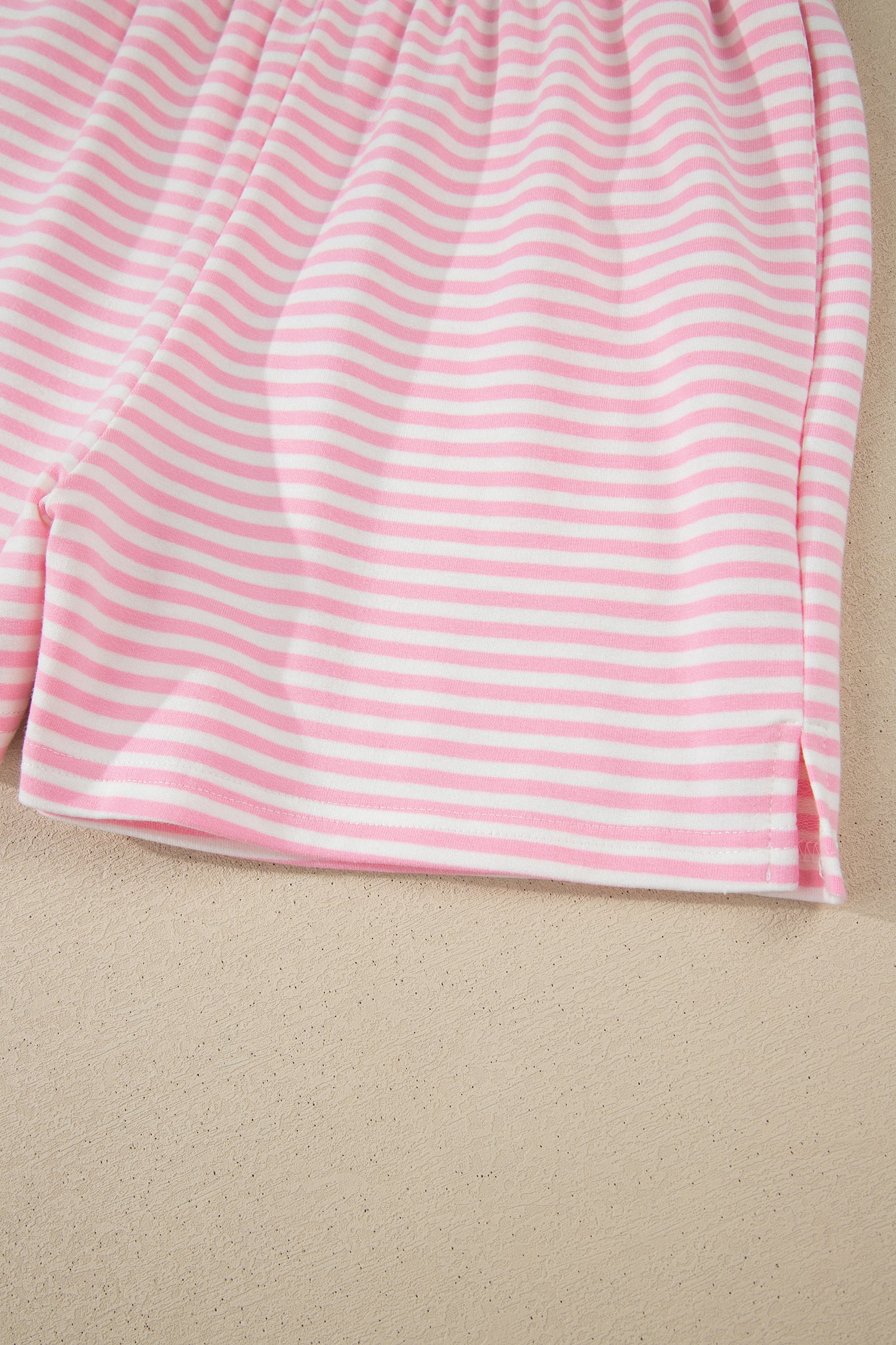 Stripe Oversize Mock Neck Sweatshirt and Shorts Set
