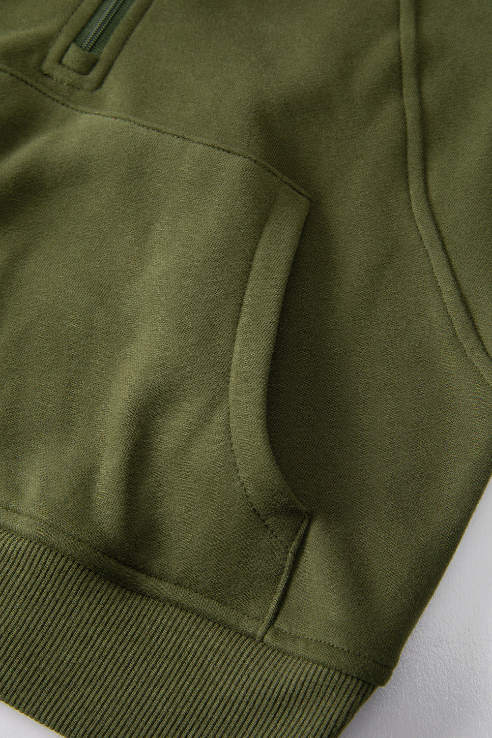 Brown Fleece Lined Zip Up Stand Collar Thumbhole Sleeve Sweatshirt eAura
