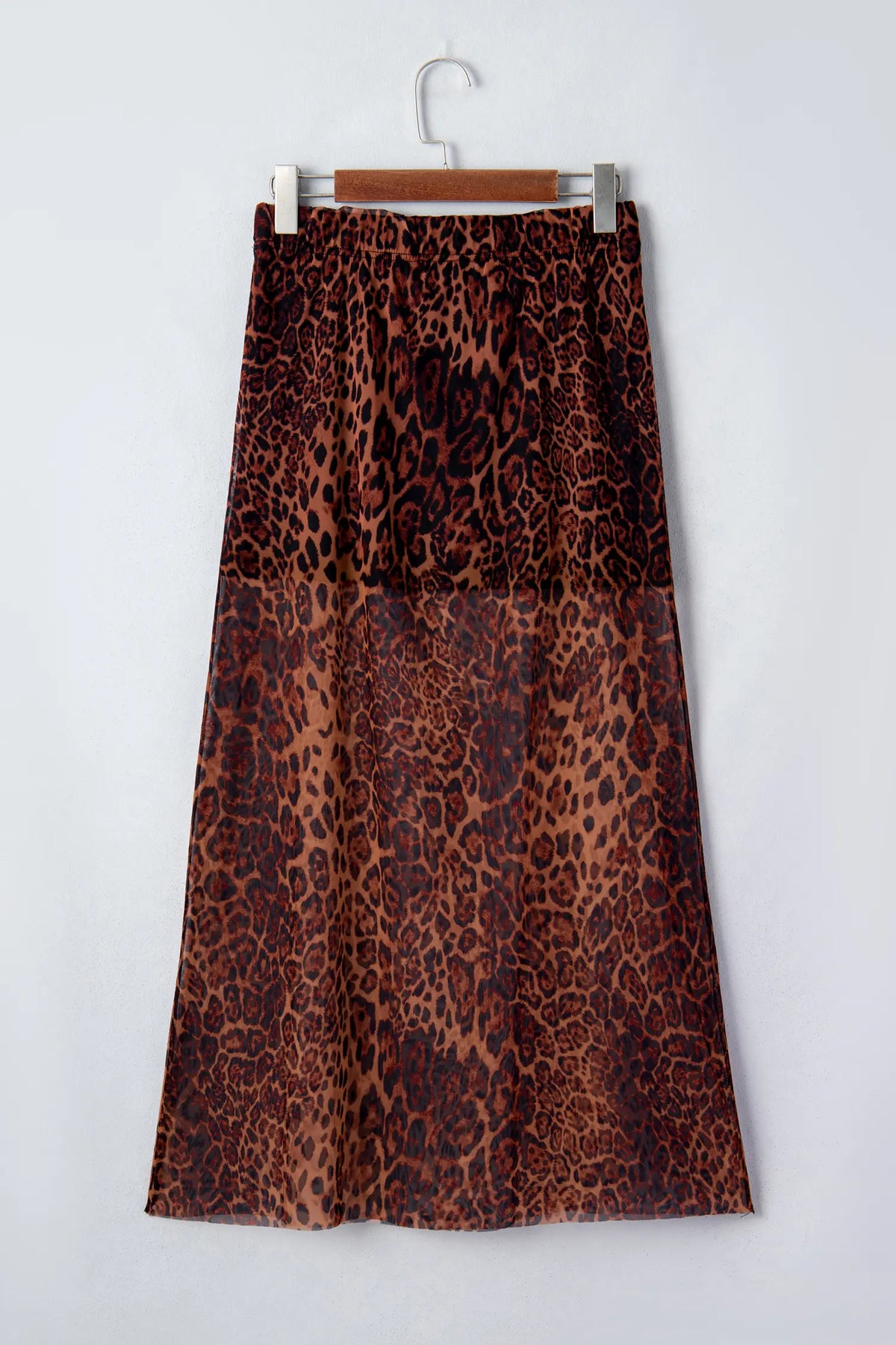 Leopard Sheer Maxi Skirt – Brown