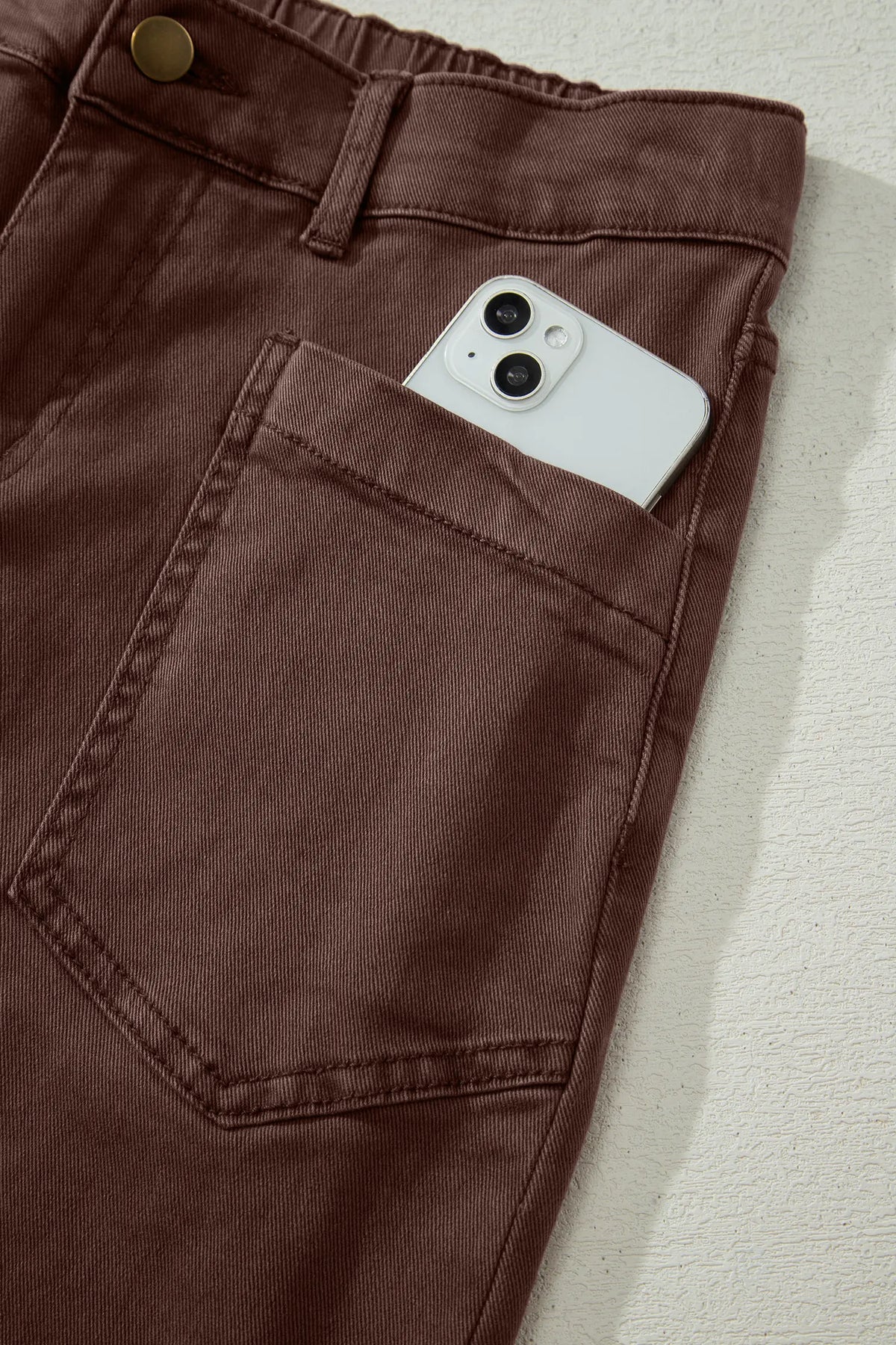 Solid Colour Square Patch Pocket Ankle-length Barrel Jeans – Beau Blue