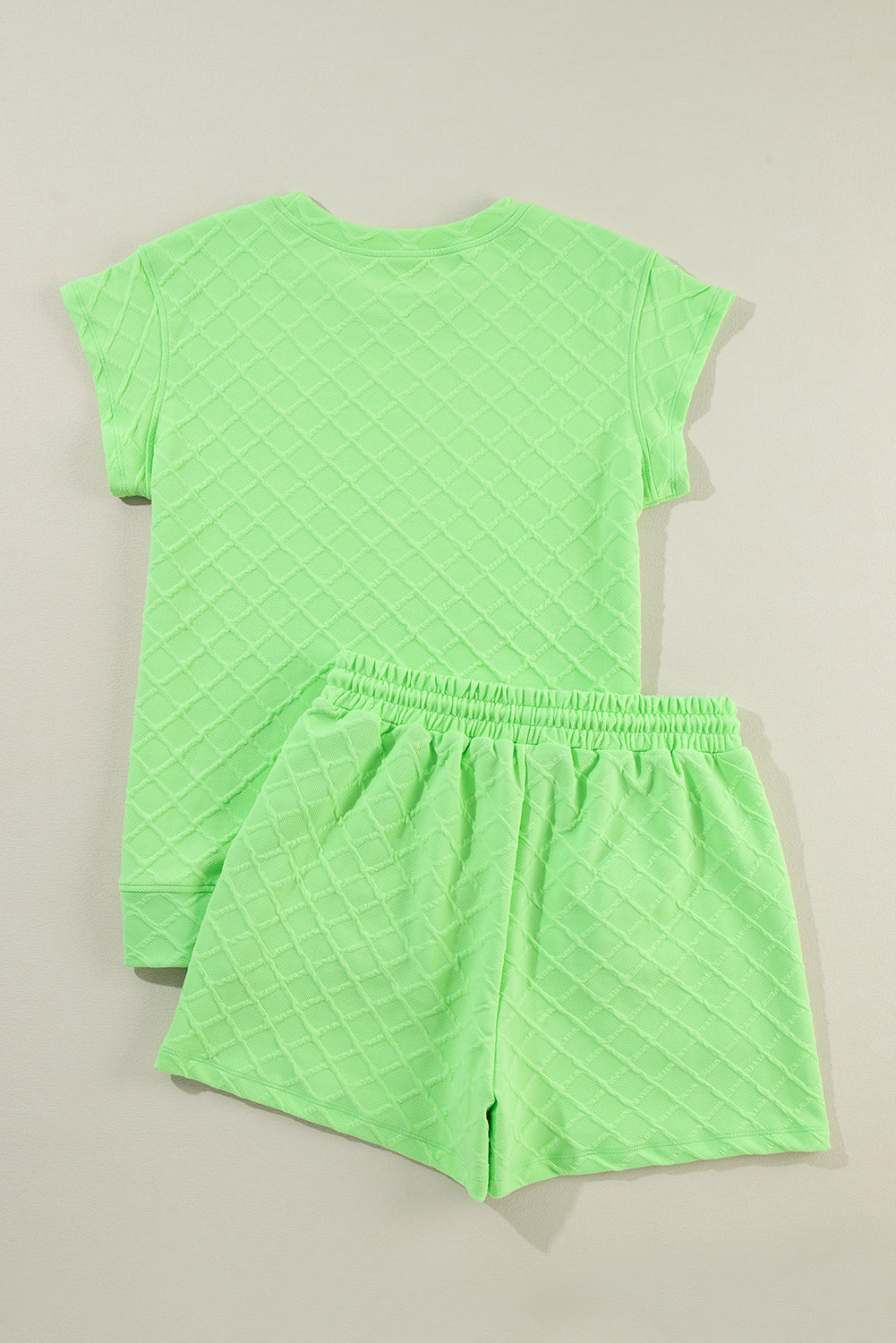 Checkered Textured Tee and Drawstring Shorts Co-ord eAura