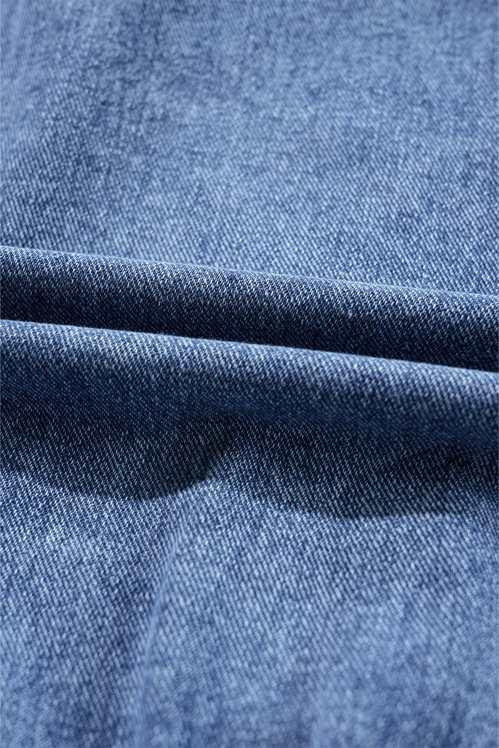 Dusk Blue Chest Pocket Front Buttoned Folded Edge Denim Short Sleeve Romper eAura
