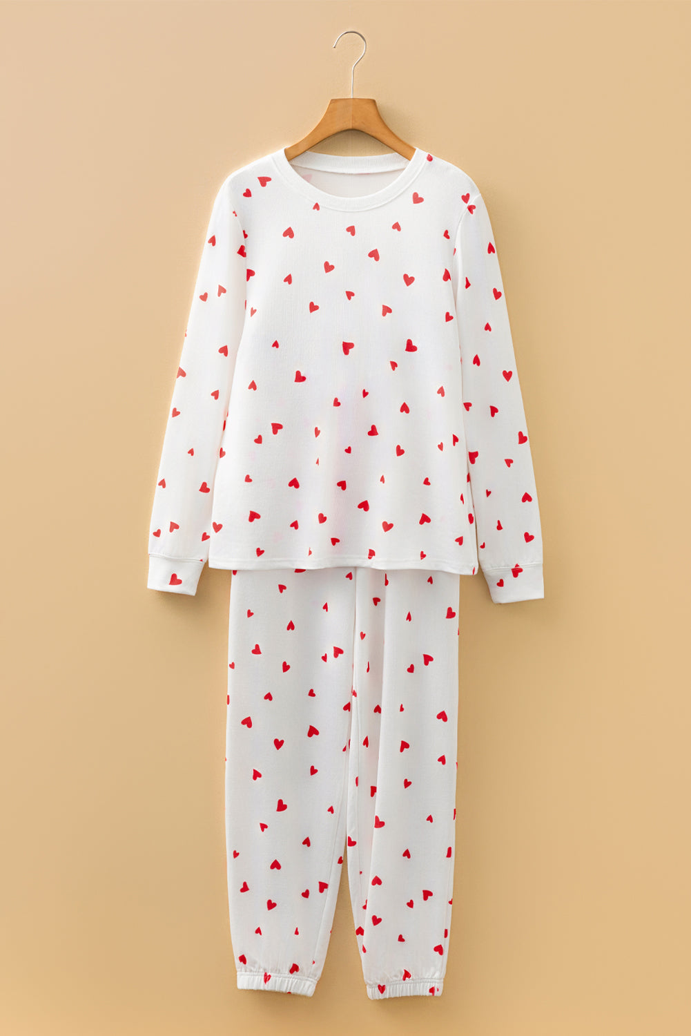 Tiny Hearts Printed Long Sleeve Top Drawstring Pyjama Set - eAura