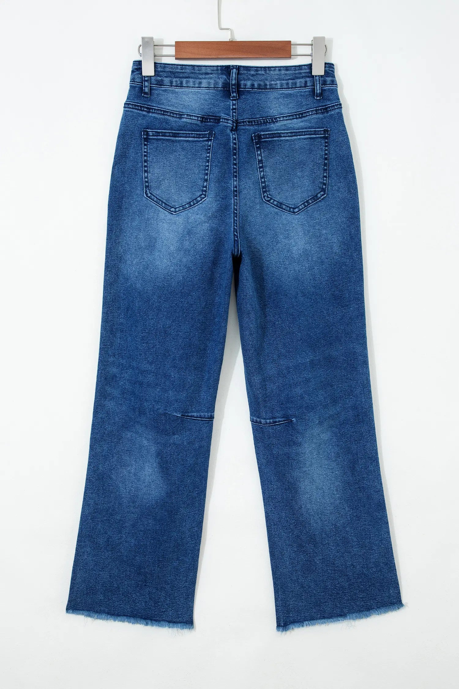 Sail Blue Frayed Cropped Barrel Jeans