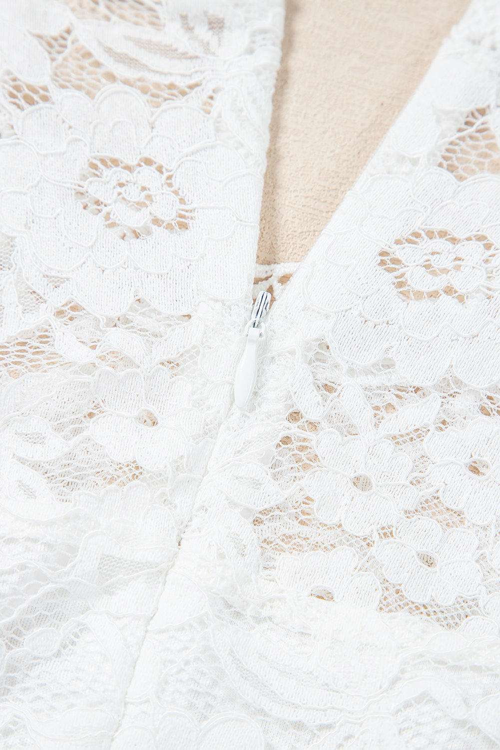 White Short Sleeve Scalloped Floral Lace Peplum Blouse eAura