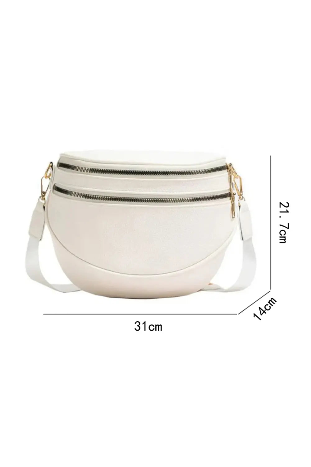 Black Double Zip Faux Leather Crossbody Bag