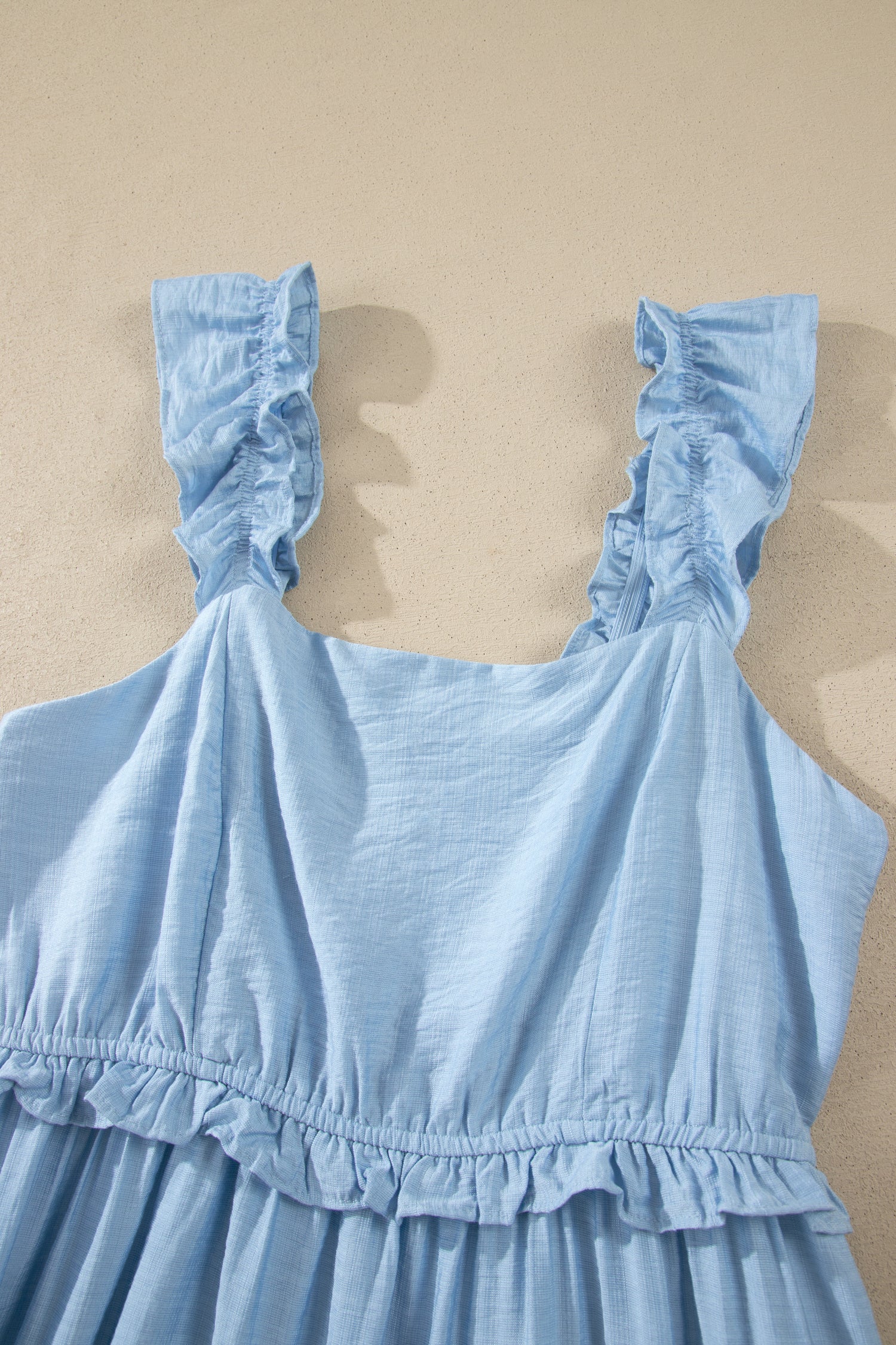 Ruffle Trim High Waist Sleeveless Maxi Dress