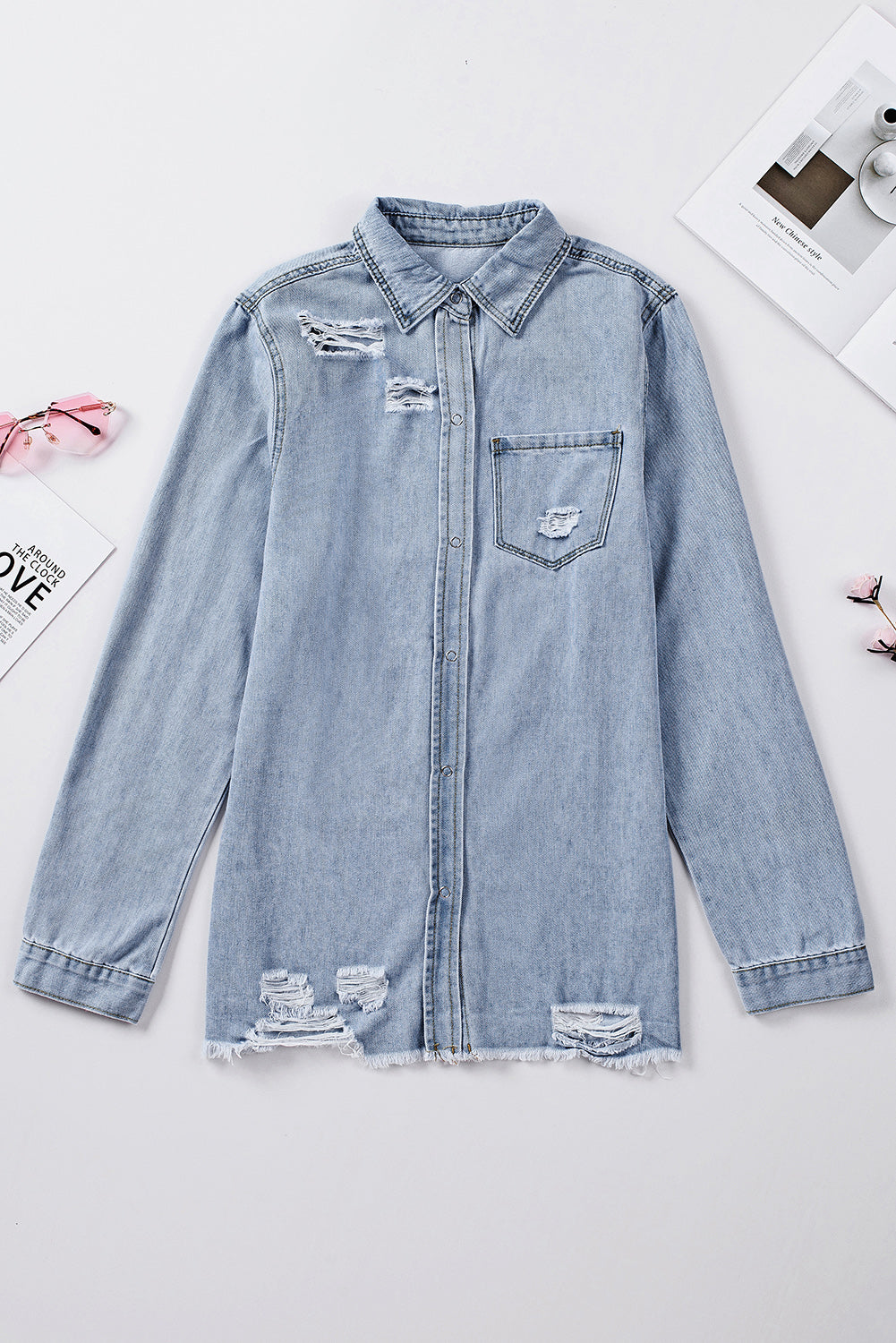 Black Ripped Denim Jacket Beagle Boutique Fashion Outlet