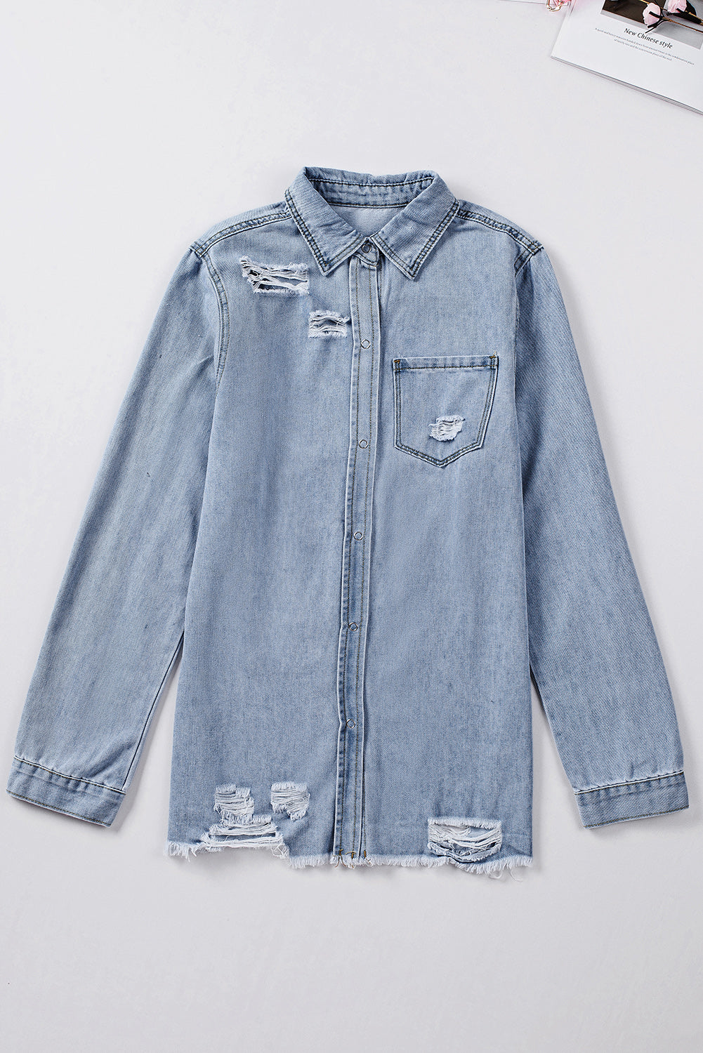 Black Ripped Denim Jacket Beagle Boutique Fashion Outlet