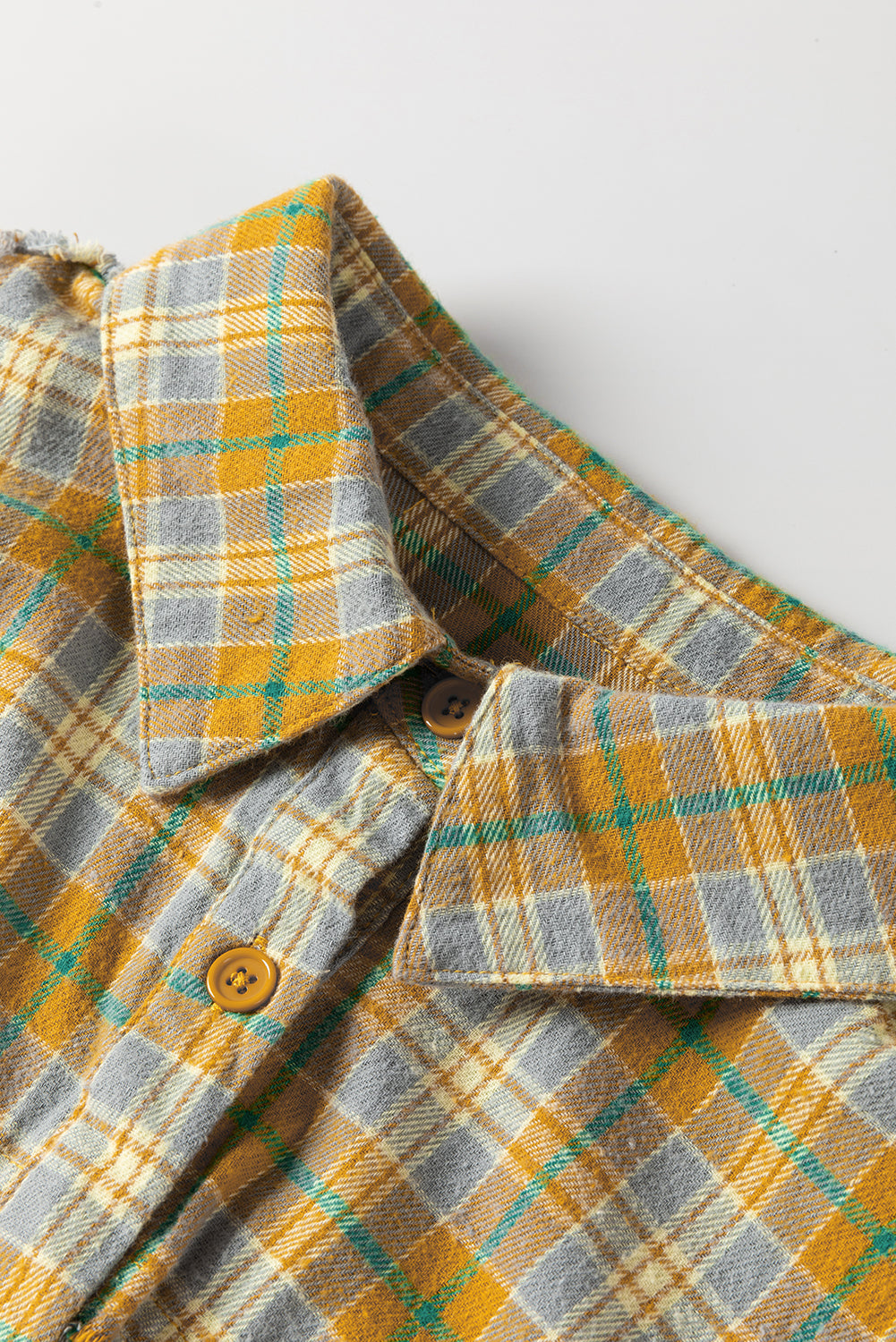 Ginger Plaid Embroidery Patch Button-Down Shacket eAura