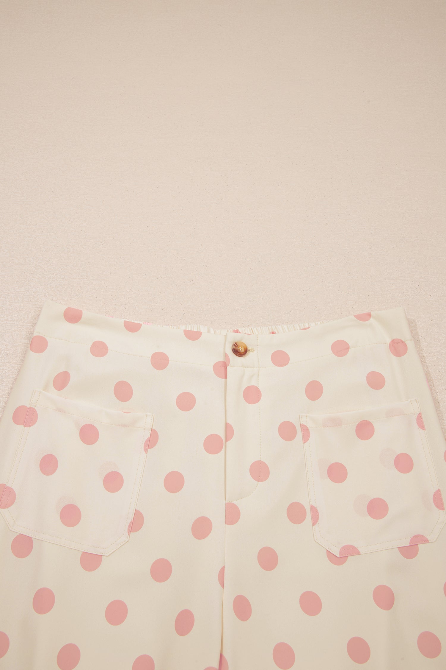 Sky Blue Polka Dot Print Patched Pocket Mid-rise Straight Leg Pants – Light Blue