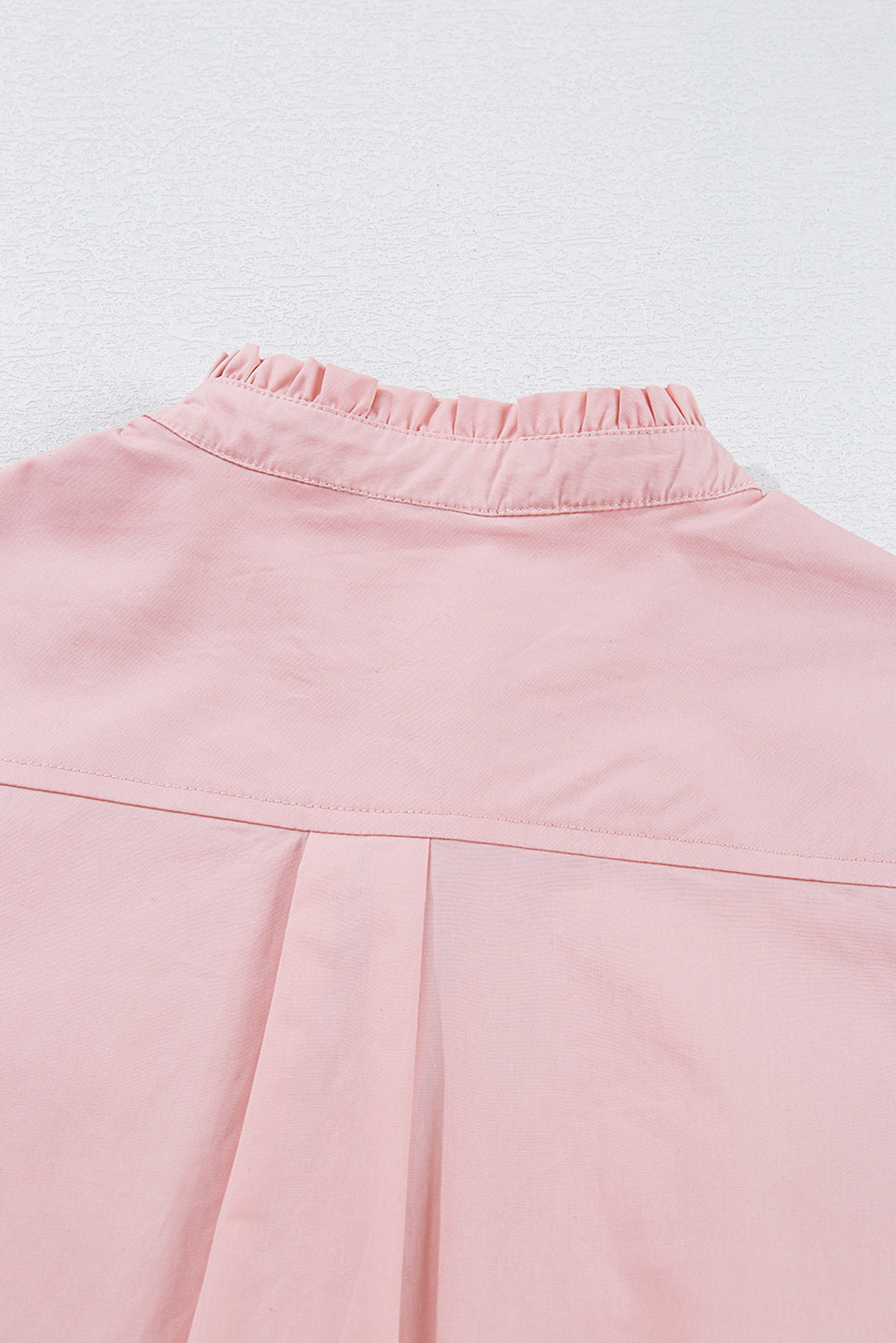 Light Pink Pleated Button-Up Loose Fit Casual Shirt Beagle Boutique Fashion Outlet