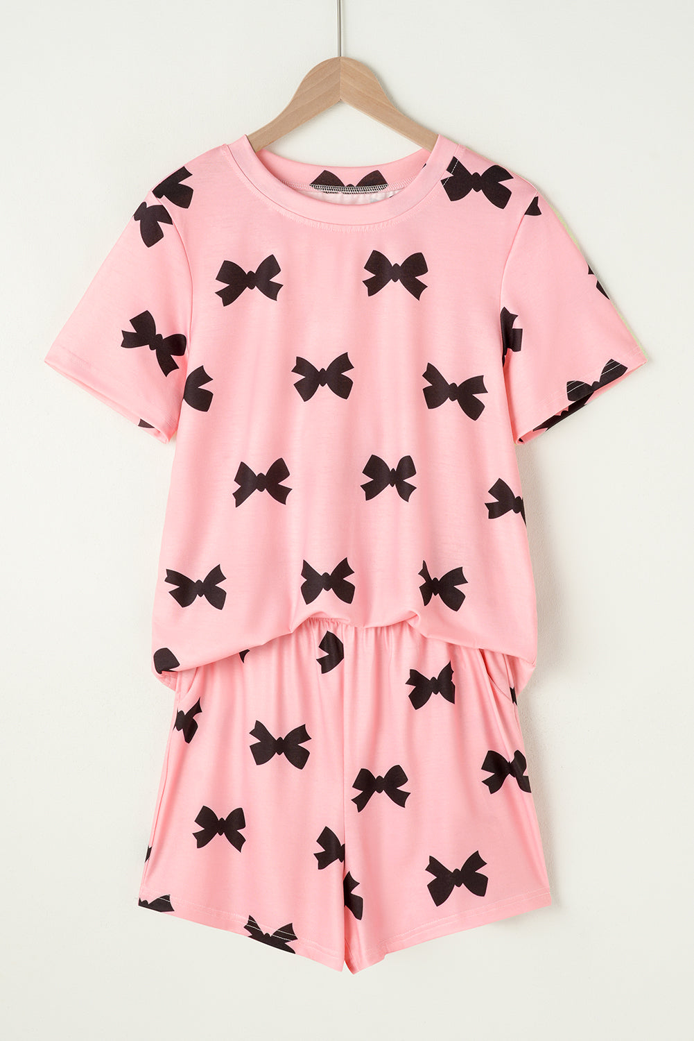 Pink Bow Printed Short 2pcs Lounge Set Pyjamaes eAura