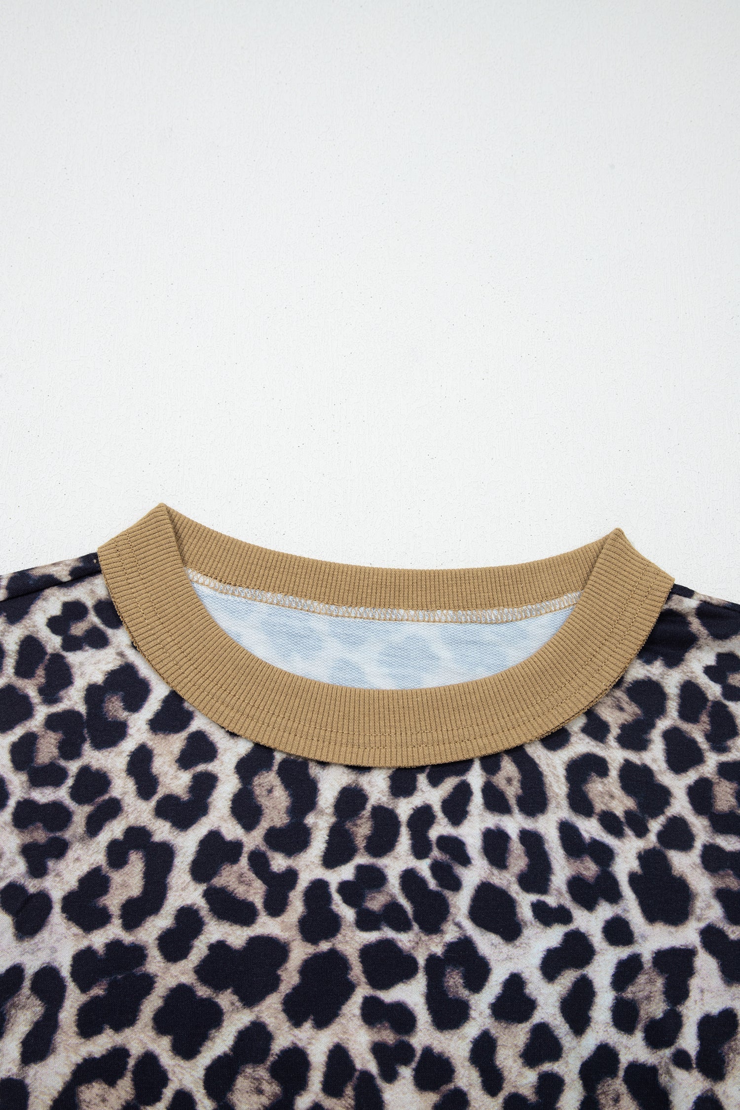 Leopard Print Colour Block 3/4 Sleeve Baggy Top - eAura