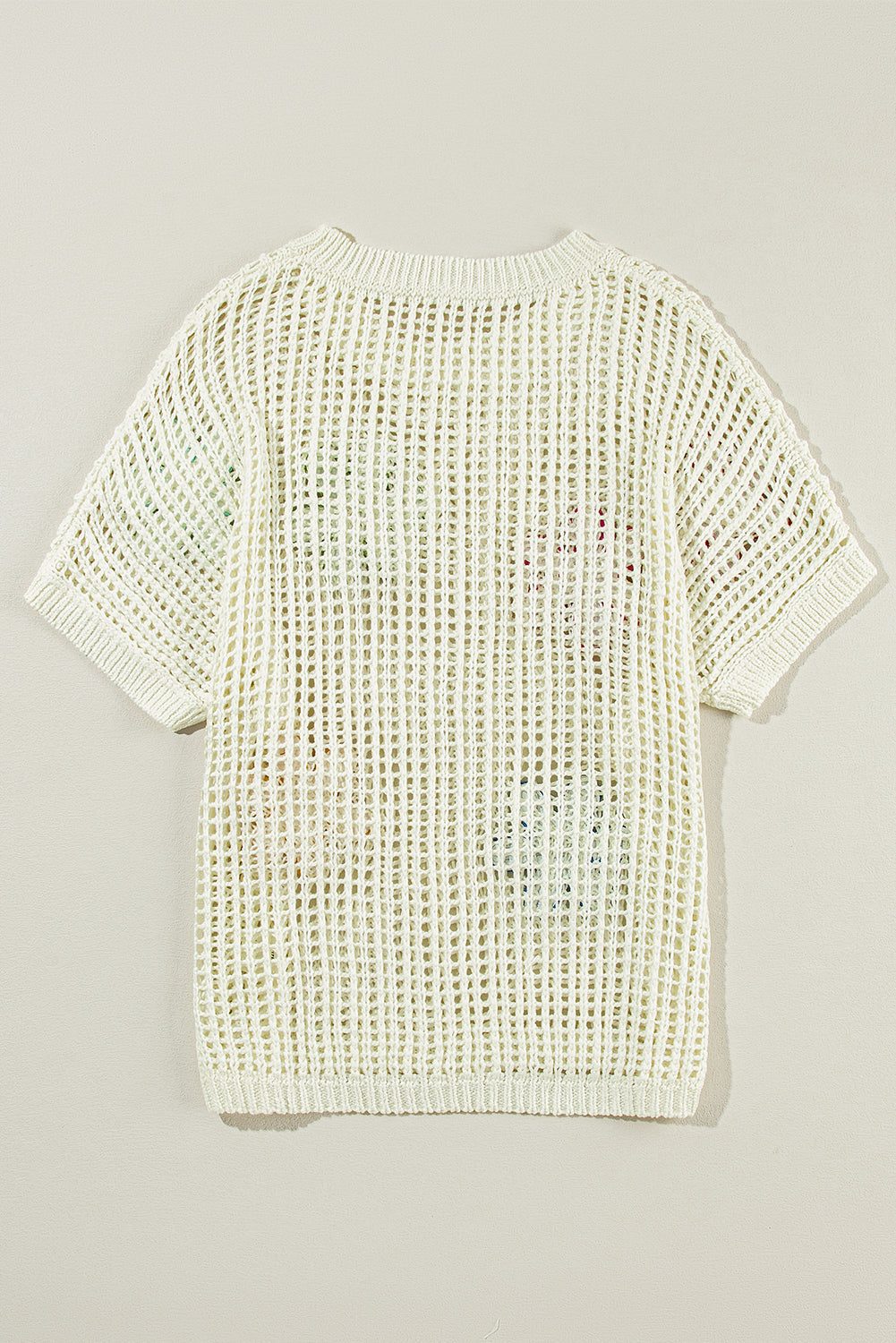 Light French Beige Crochet Flower Hollow-out Sweater eAura