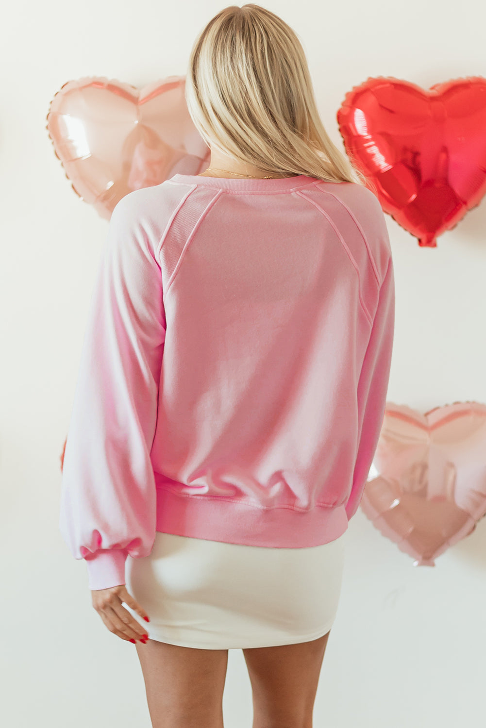 Pink Hugs and Kisses Pop Up Embroidered Raglan Sleeve Sweatshirt eAura