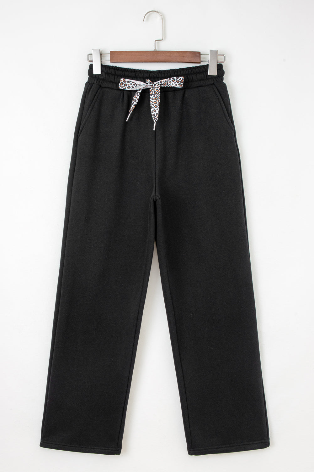 Fleece Lined Leopard Drawstring Elastic Waist Joggers eAura
