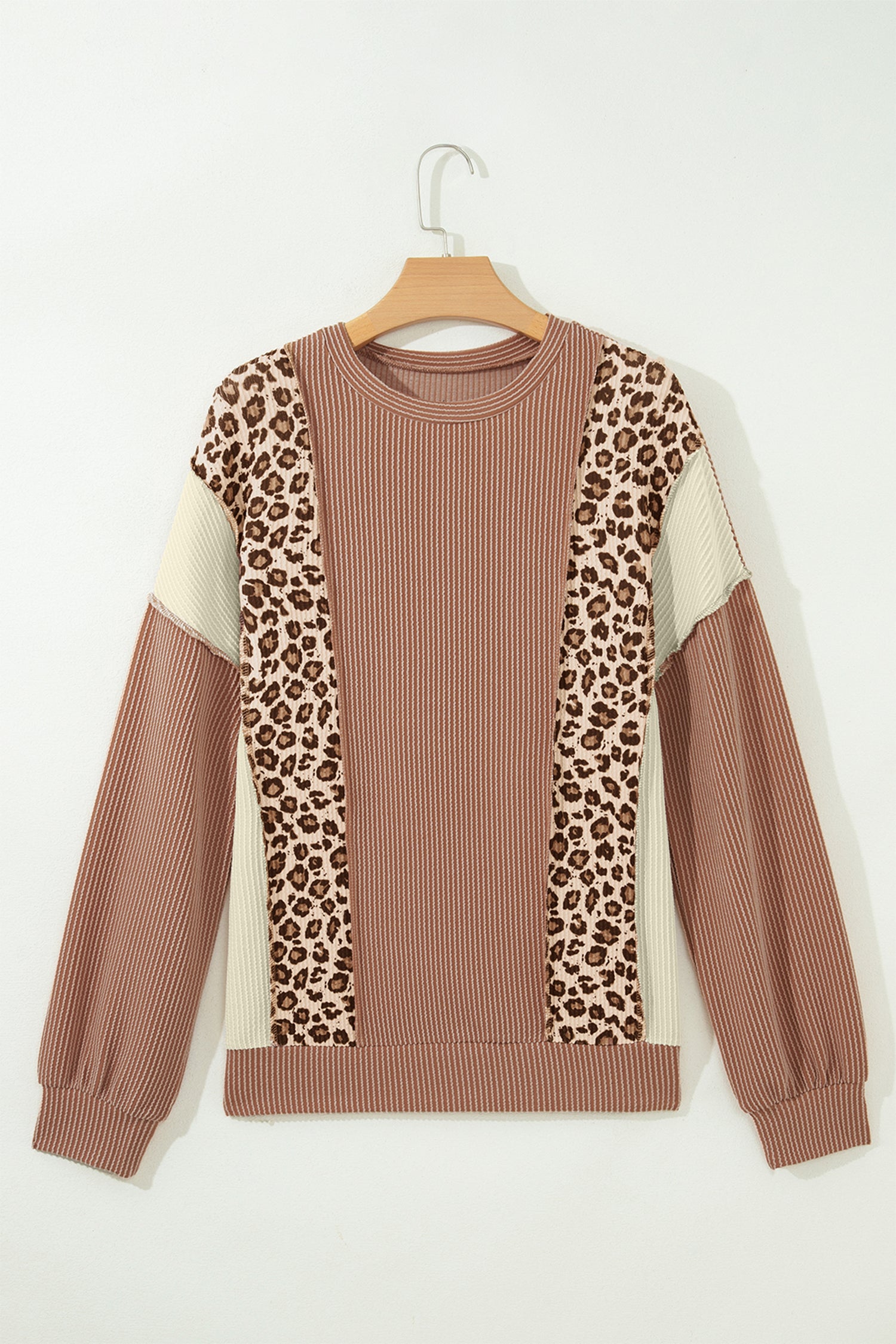 Leopard Print Colorblock Ribbed Knit Top – Dune
