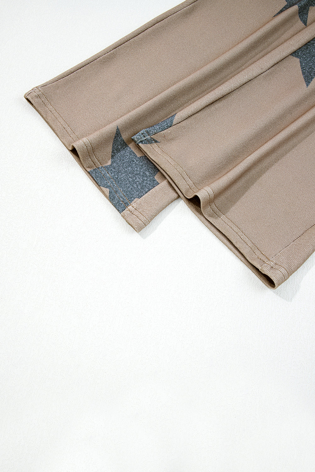 Khaki Retro Star Print Long Sleeve Drawstring Lounge Set - eAura