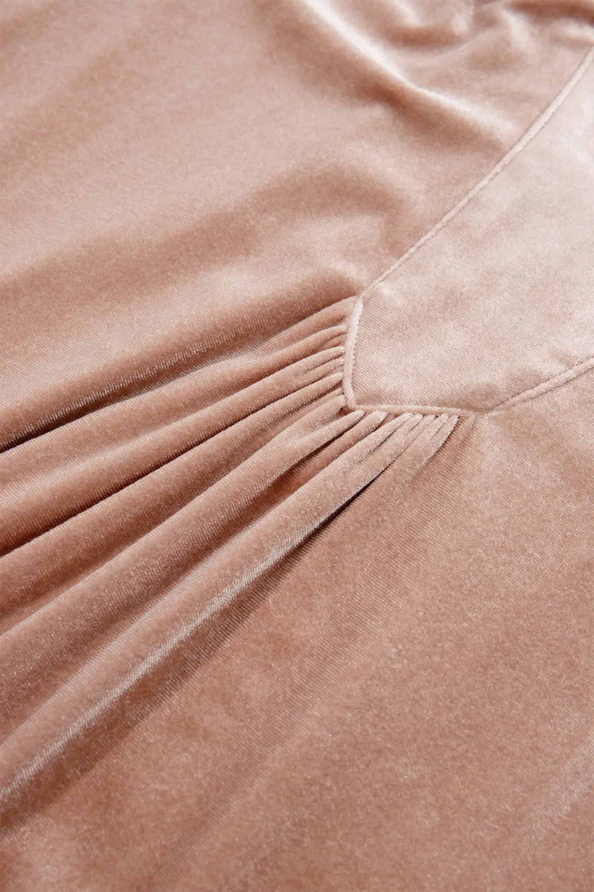 Embroidered Sleeve Velvet Mini Shift Dress – Light French Beige