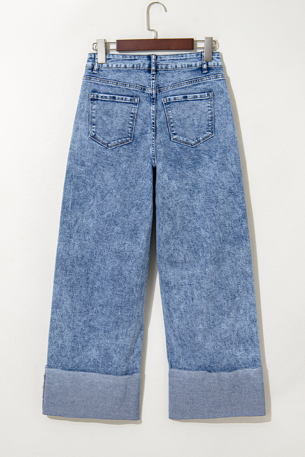 Ashleigh Blue Mineral Wash Bottom Cuff Distressed Wide Leg Jeans eAura