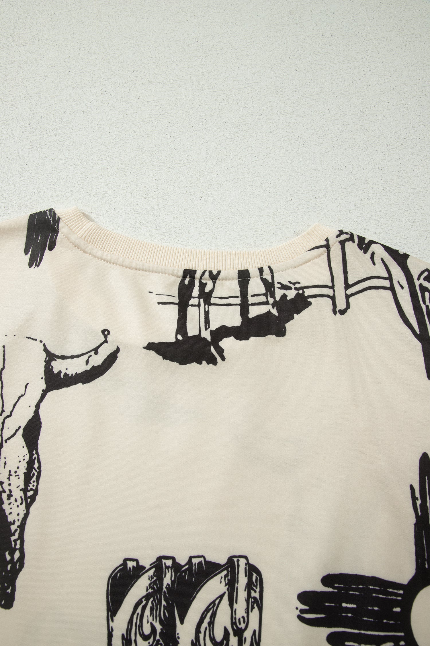 Retro Western Print T Shirt – Beige