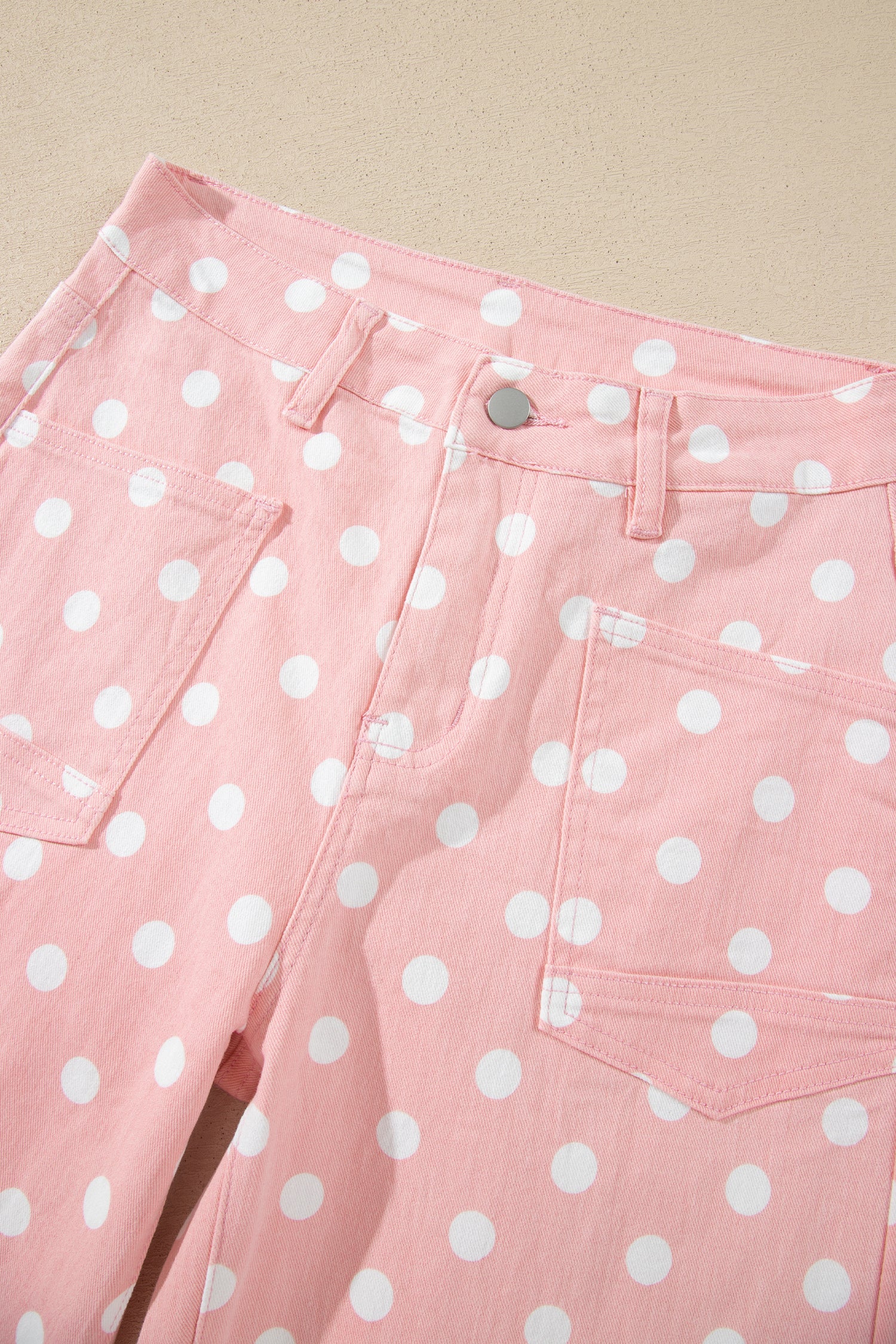 Polka Dot Casual Slim Fit Jeans – Pink