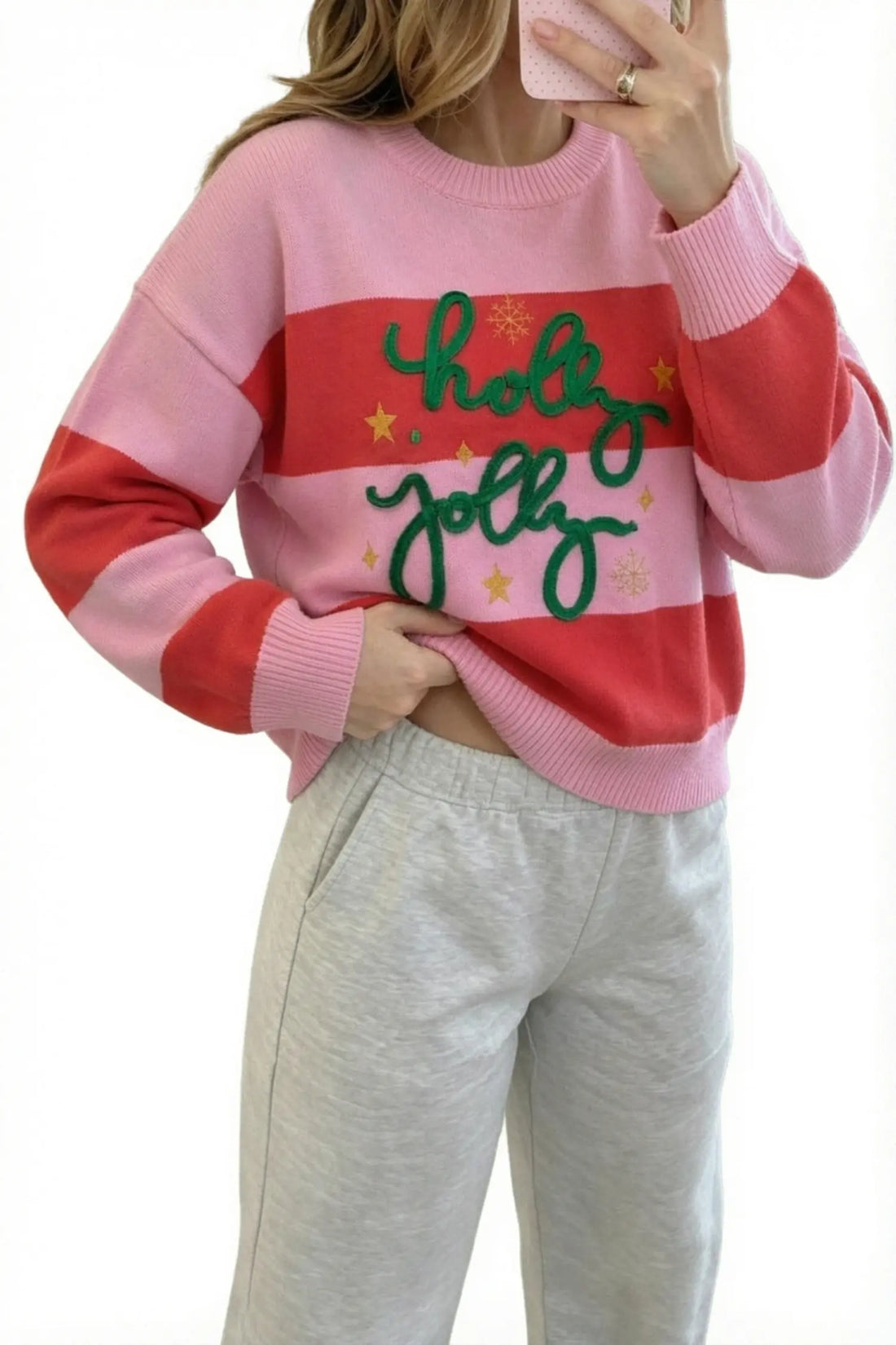 Festive Holly Jolly Sequin Christmas Holiday Sweater