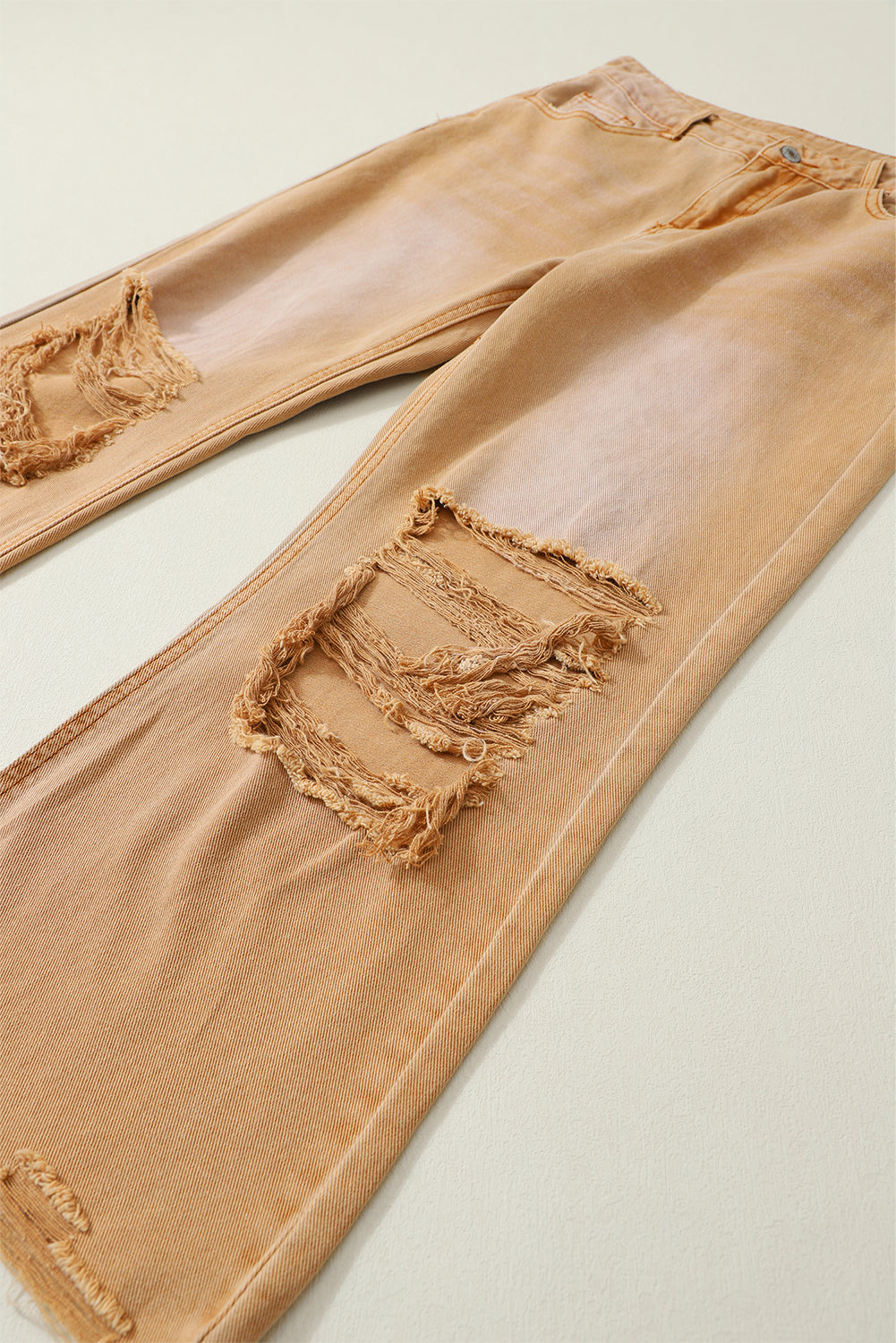 Black Distressed Hollow-out High Waist Cropped Flare Jeans Beagle Boutique Fashion Outlet