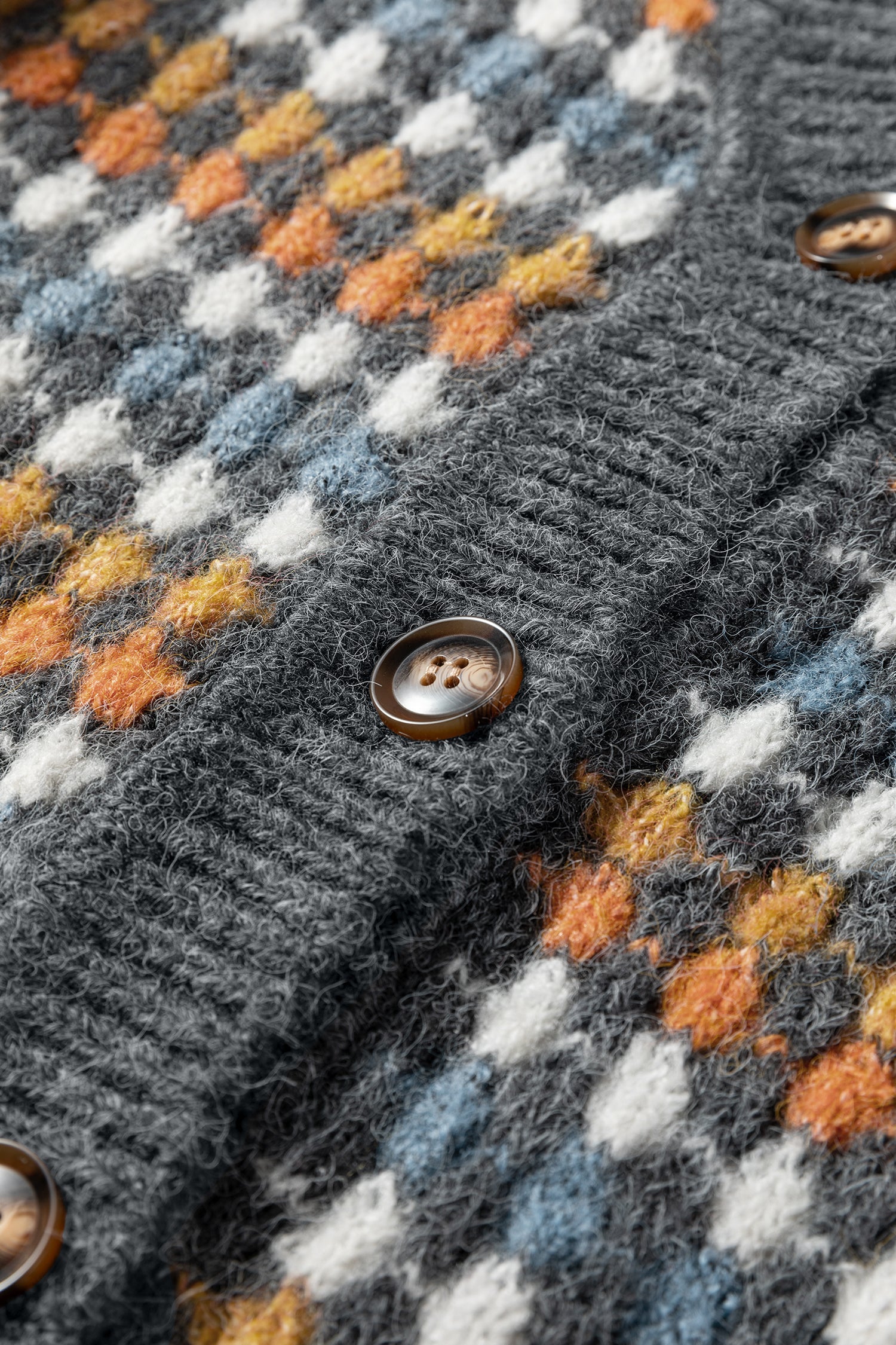 Multicolour Dotty Pattern Knit Button Front V-Neck Sweater Cardigan - eAura