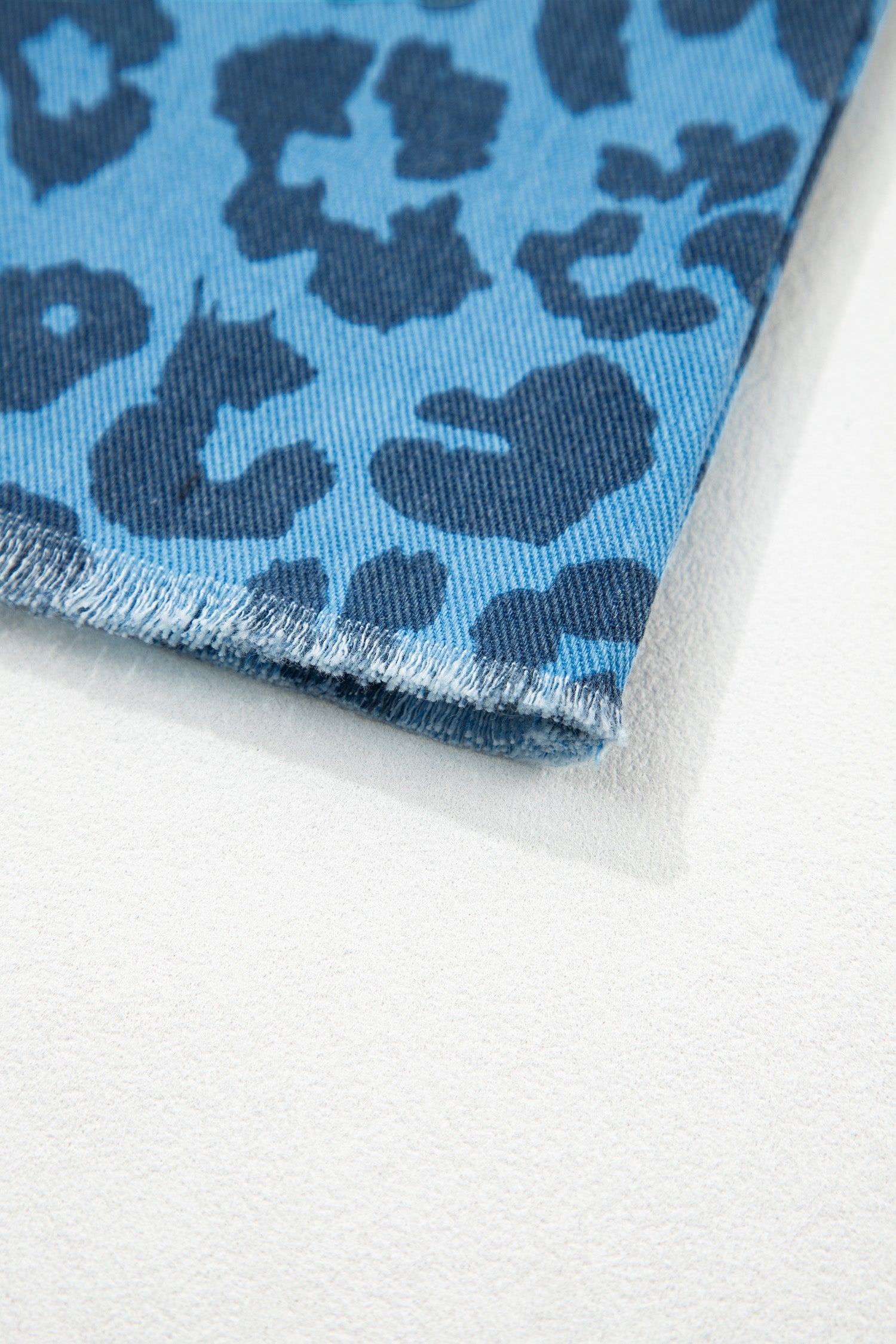 Leopard Denim Frayed Split Denim Midi Skirt - eAura