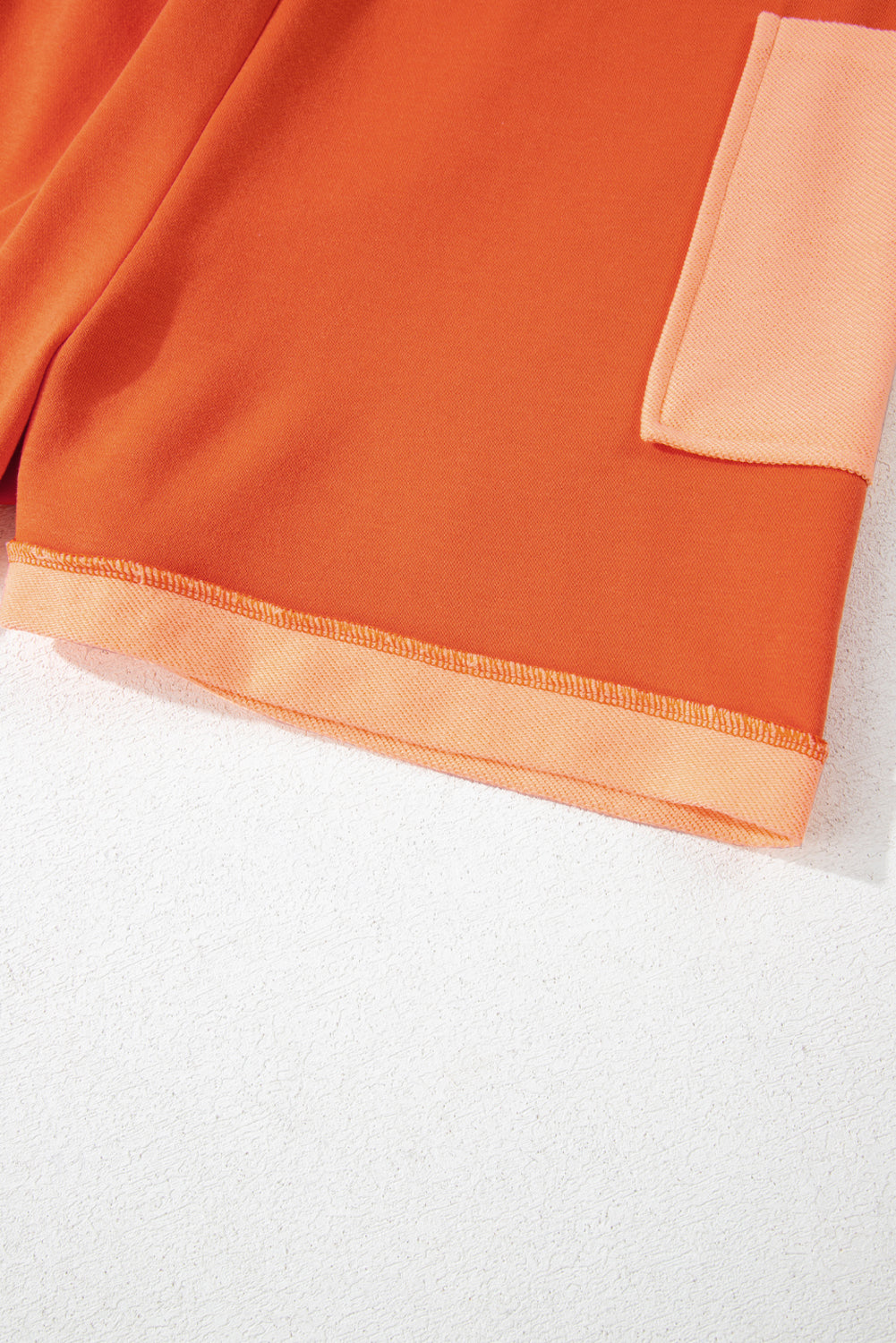 Russet Orange Two-tone Short Sleeve V Neck Patched Pocket Loose Romper eAura