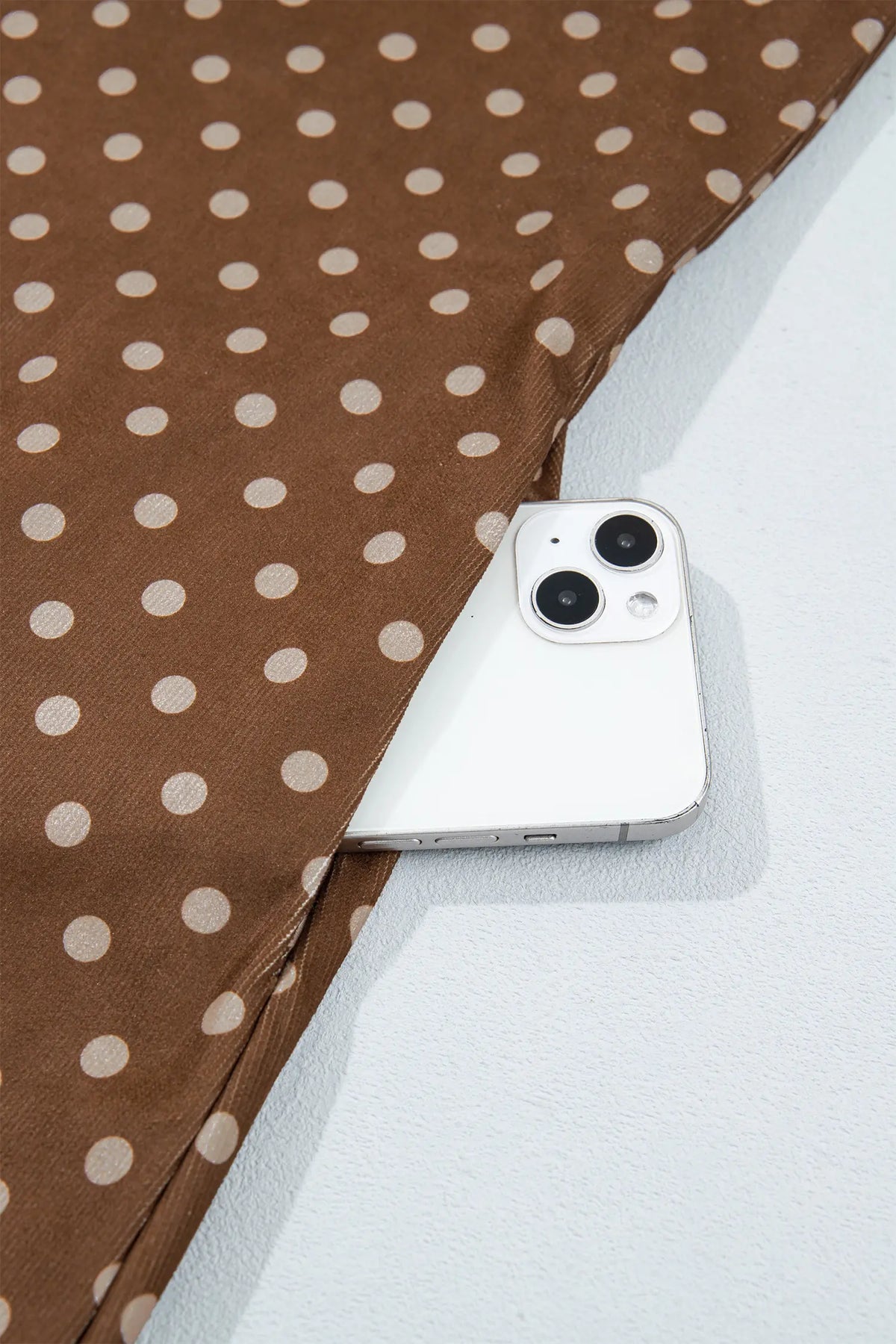 Polka Dot V Neck Long Sleeve Button Shift Dress – Brown