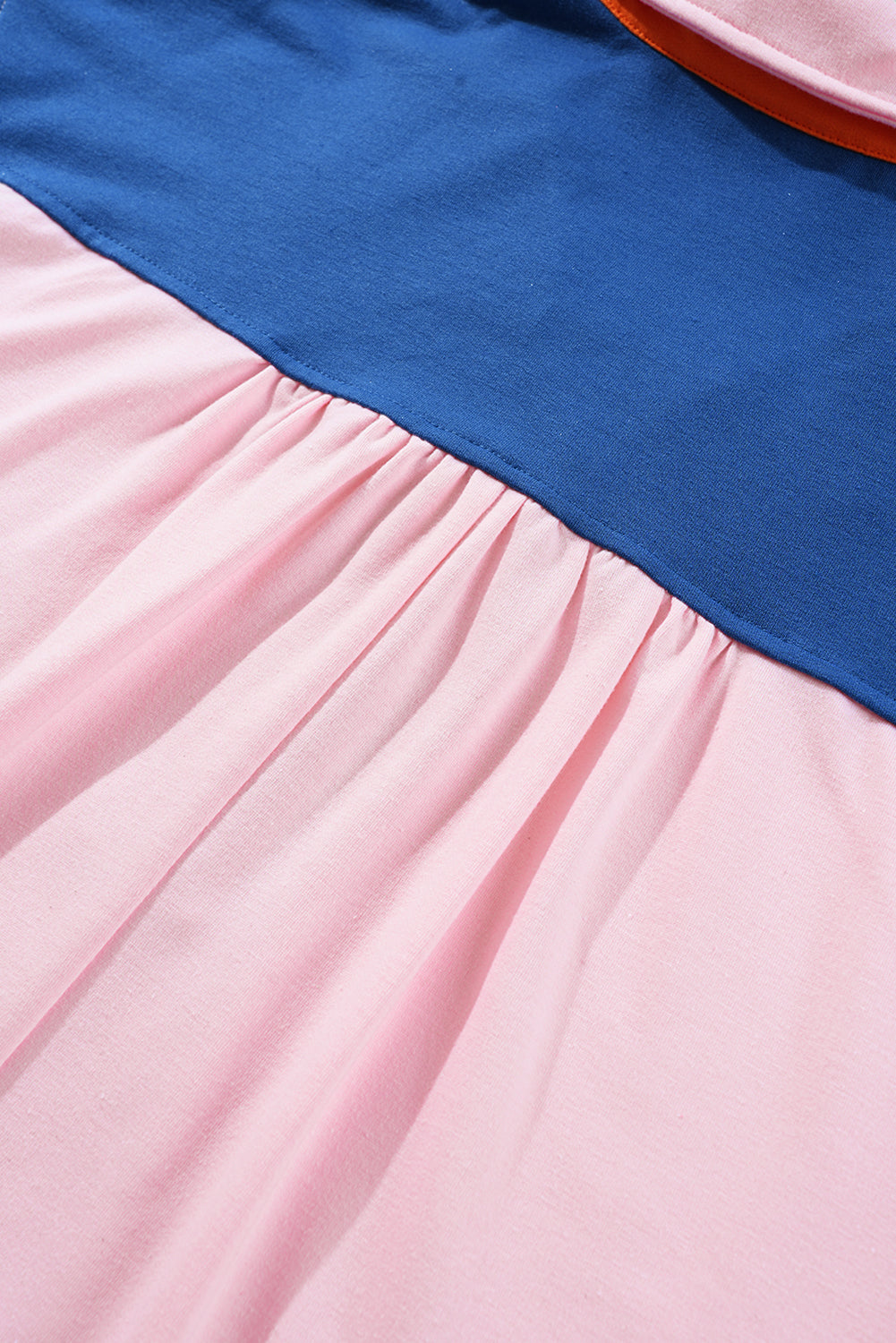 Gossamer Pink Colour Block Half Buttoned Ruffled Short Sleeve T Shirt eAura