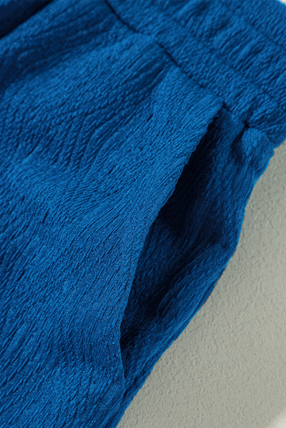 Bluing Solid Textured Crew Neck Short Set Co-ord eAura
