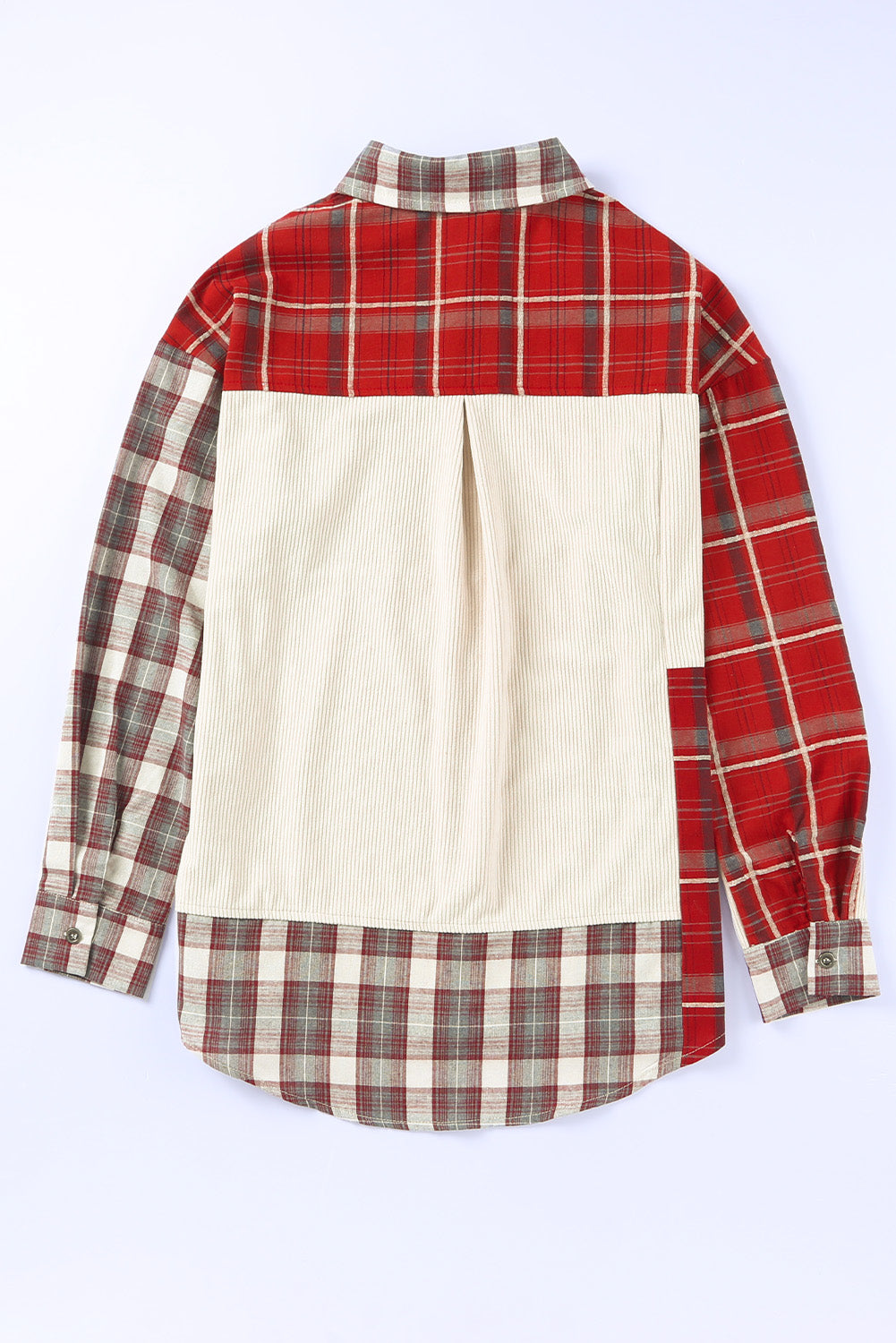 Plaid Corduroy Patchwork Shacket Beagle Boutique Fashion Outlet
