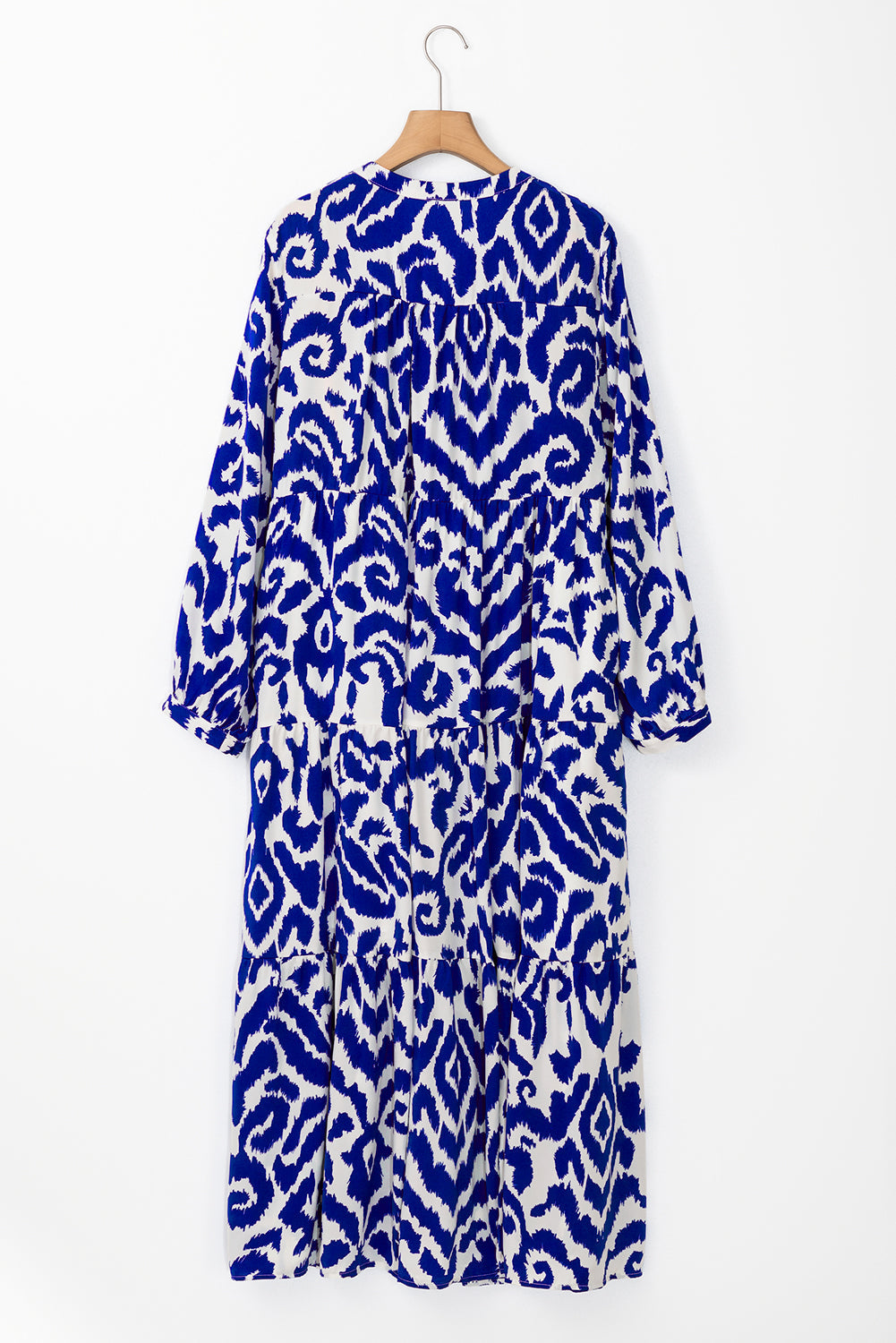Blue Western Abstract Geometric Printed Maxi Dress Beagle Boutique Fashion Outlet