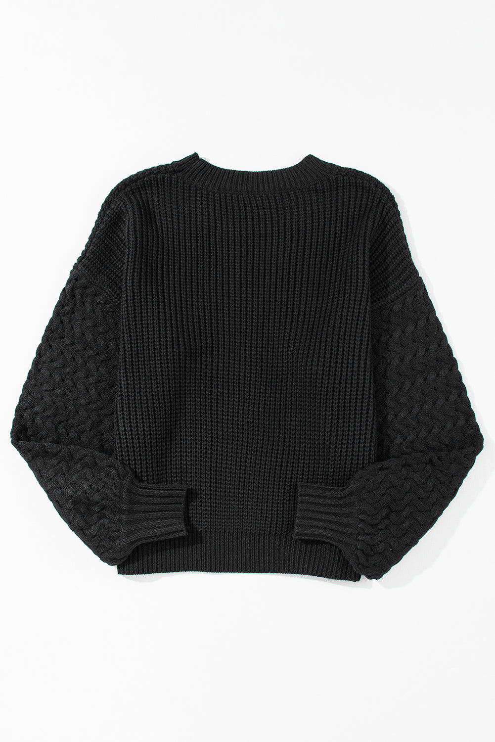 Parchment Cable Knit Sleeve Drop Shoulder Sweater eAura