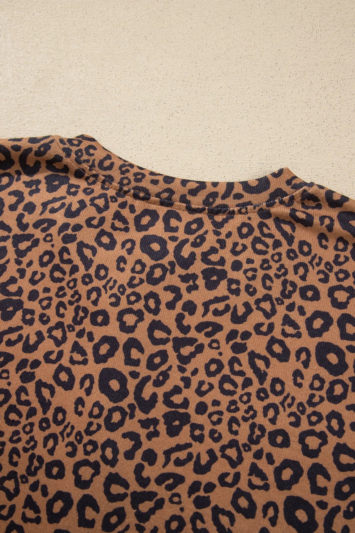 Leopard Print Long Sleeve Henley Top Elastic Waist Shorts 2pcs Outfit – Brown