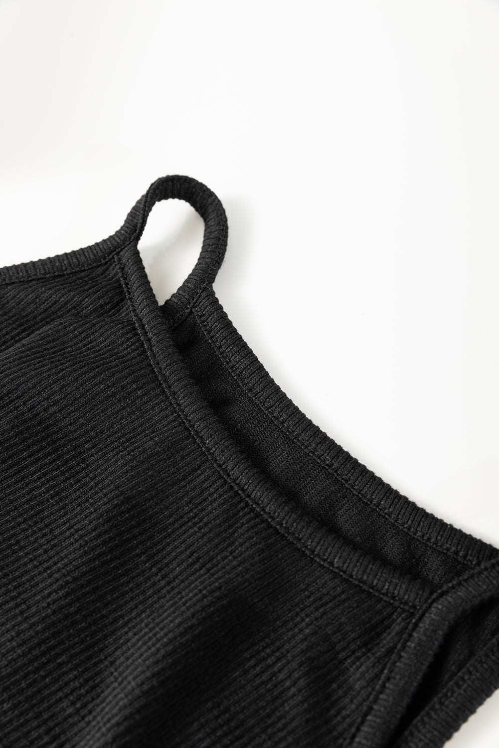 Black Racerback Ribbed Knit Drawstring Bodycon Dress eAura